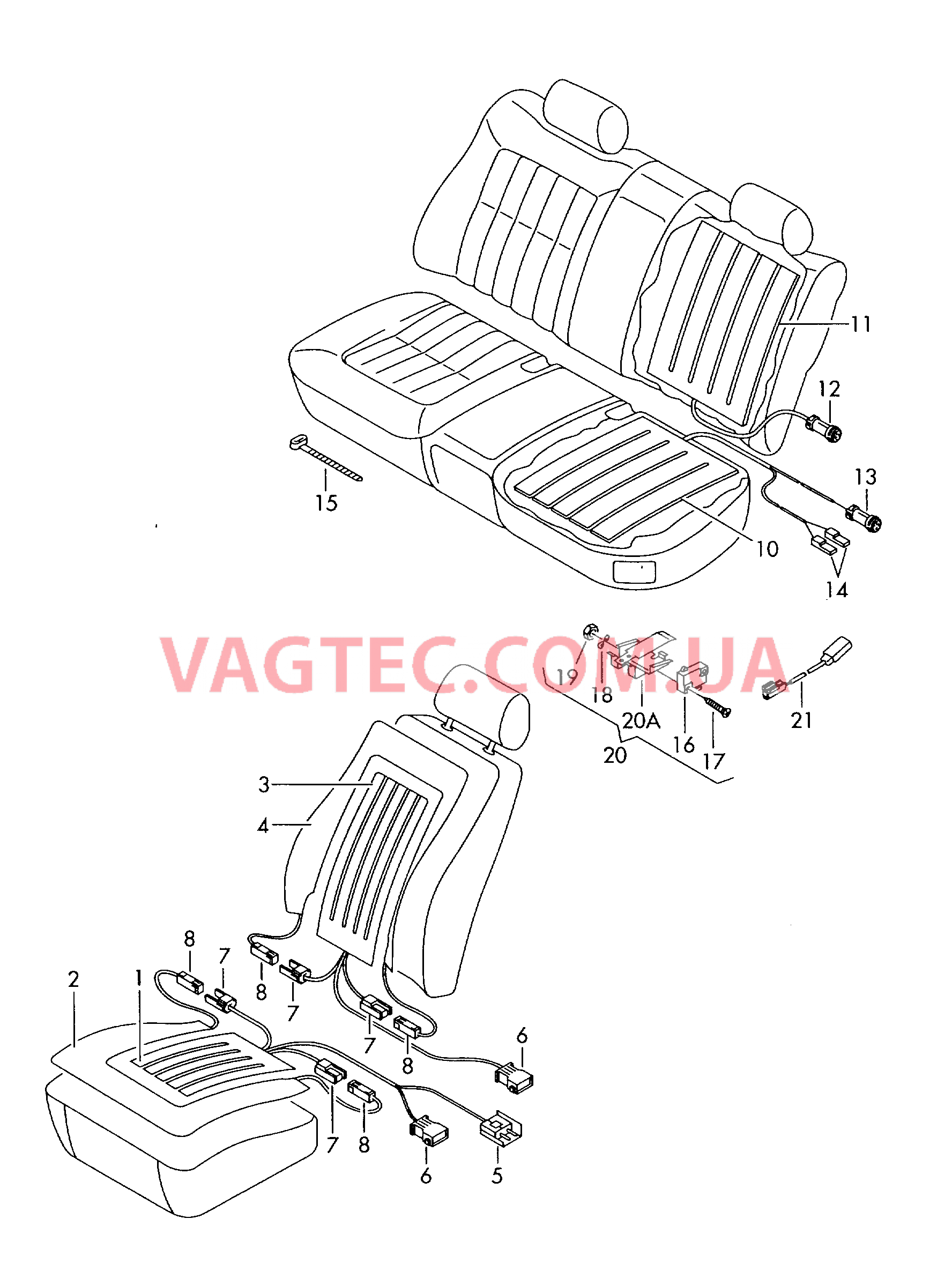 Нагревательный элемент спинки и подушки сиденья  для AUDI A8Q 2004