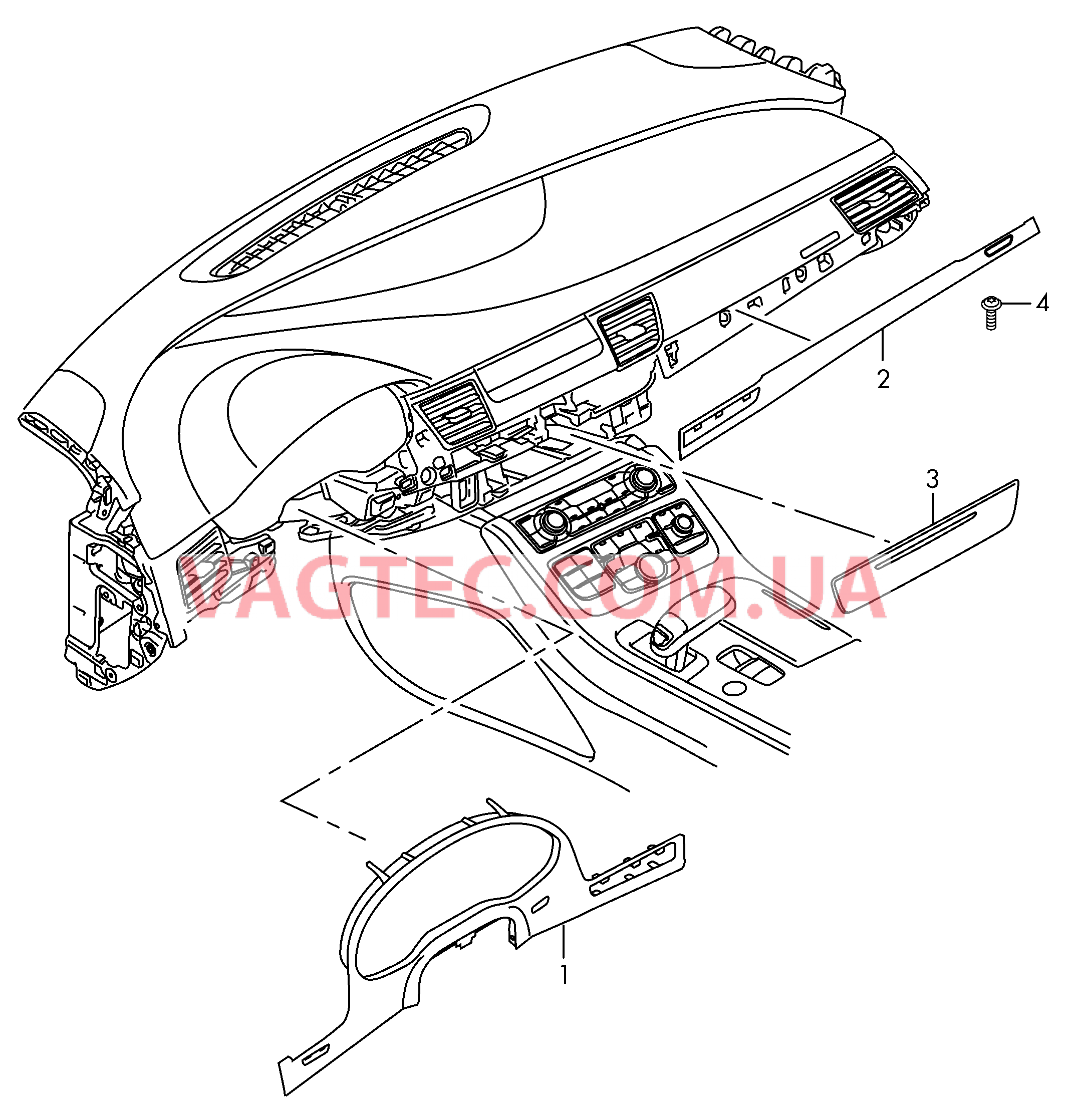 Декор. накладка передн. панели  D - 01.04.2010>> для AUDI A8Q 2010-1