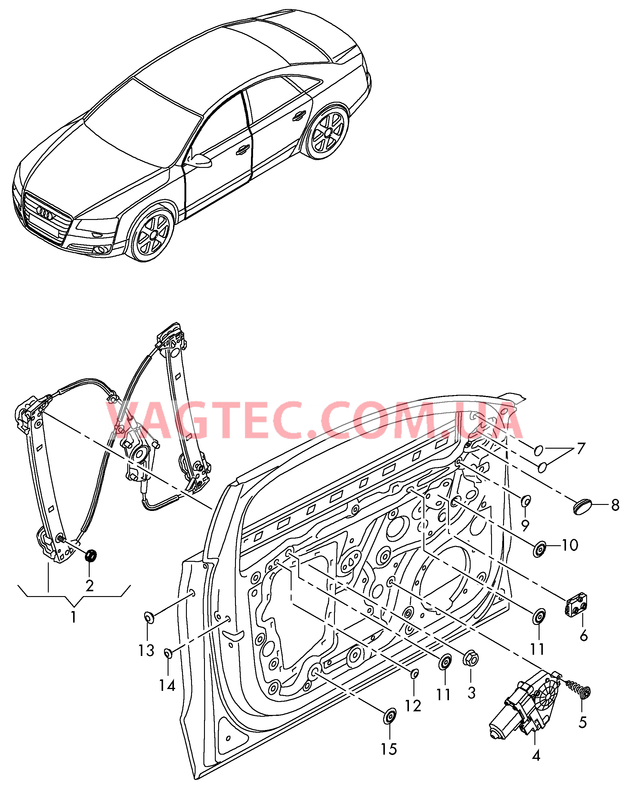 Cтеклоподъемник  для AUDI A8Q 2010-1