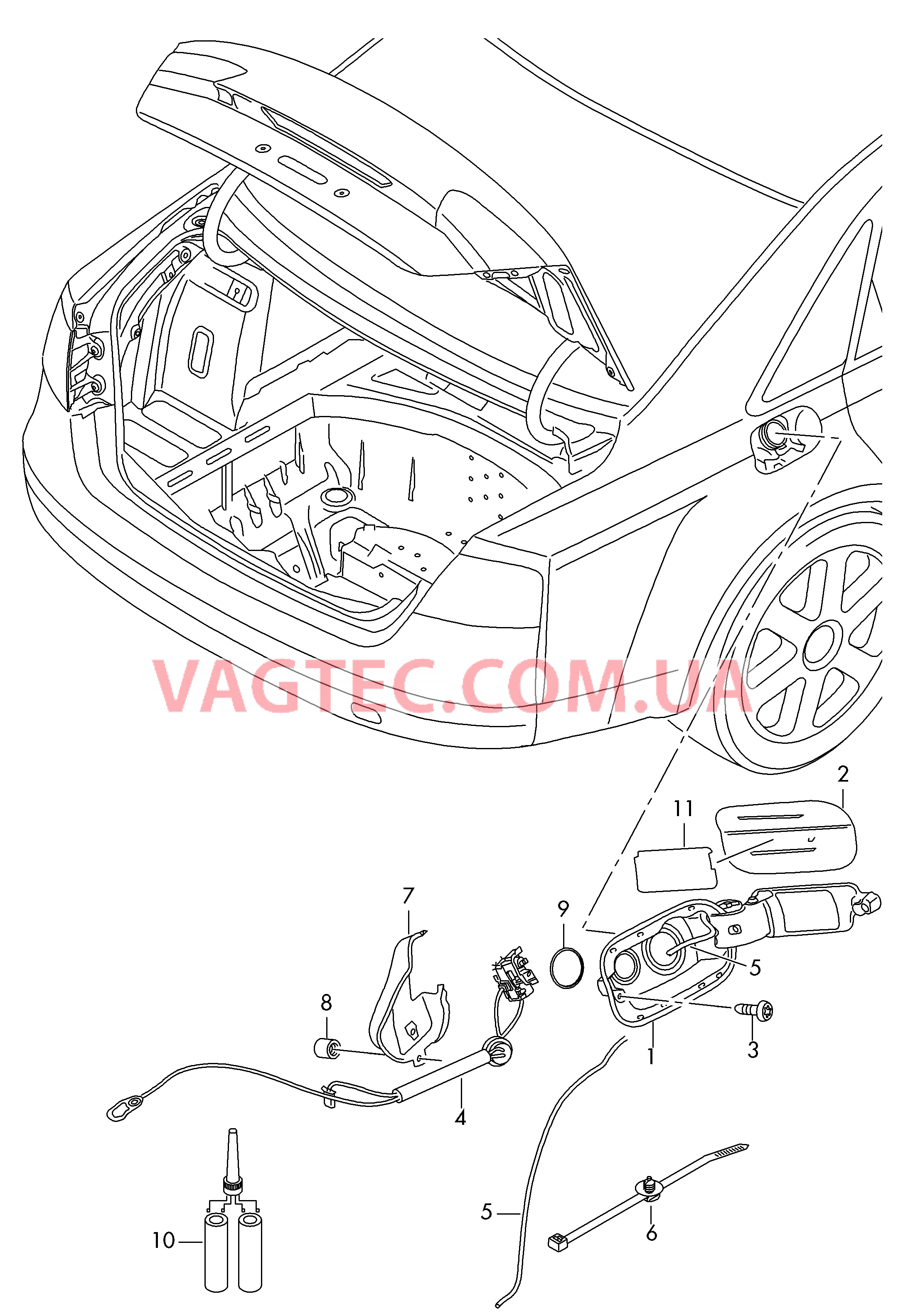 Крышка лючка залив. горловины  для AUDI A8Q 2017