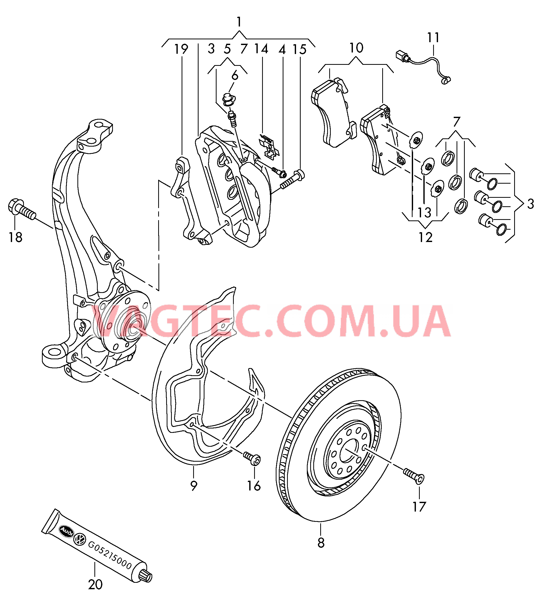 Неподвижный суппорт Тормозной диск (вентилир.)  для AUDI A6Q 2016