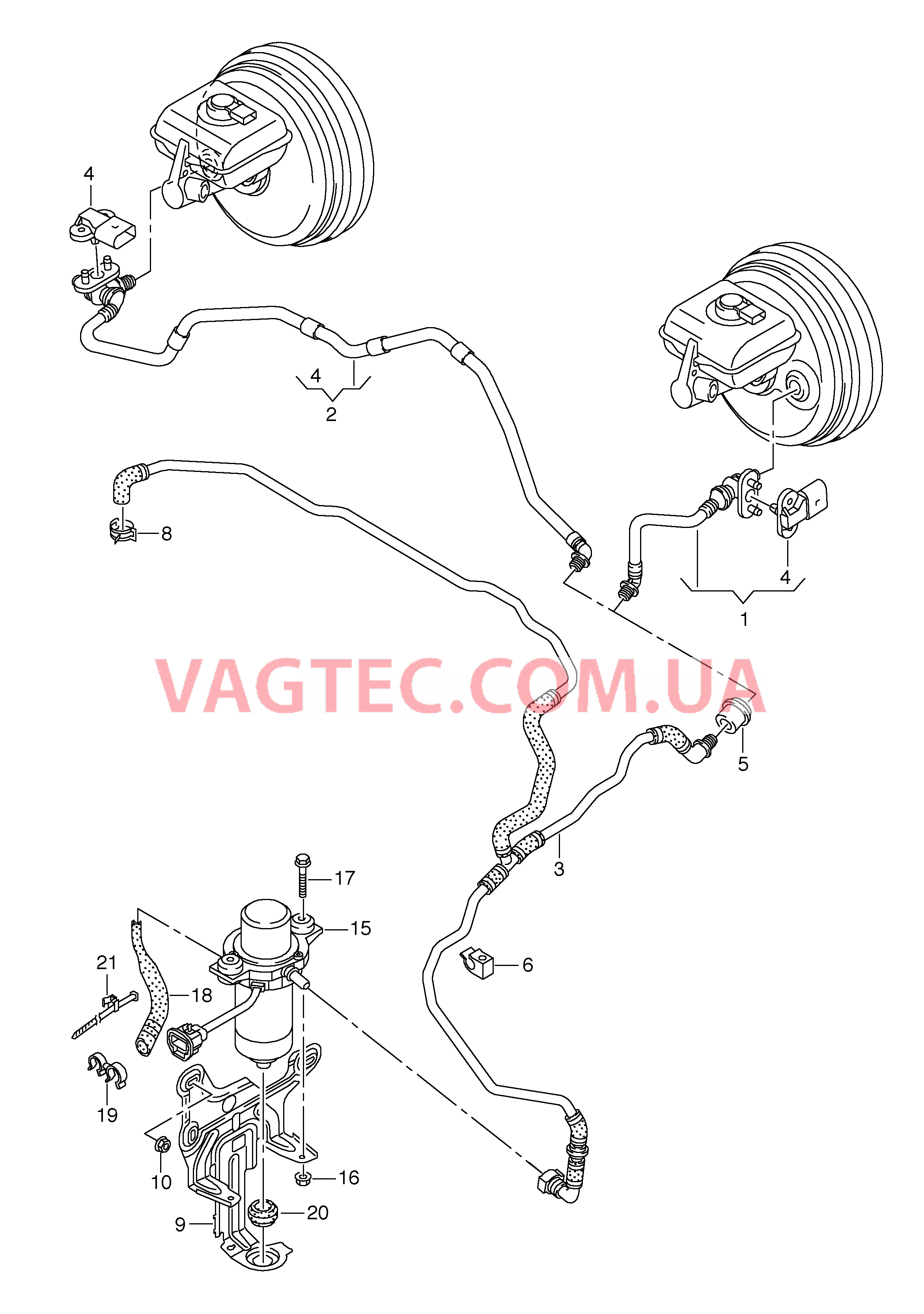 Вакуумные шланги для усилителя тормозного привода  Эл. вакуумный насос тормозной системы  ============================== для а/м со специальной защитой ==============================  для AUDI A8 2012