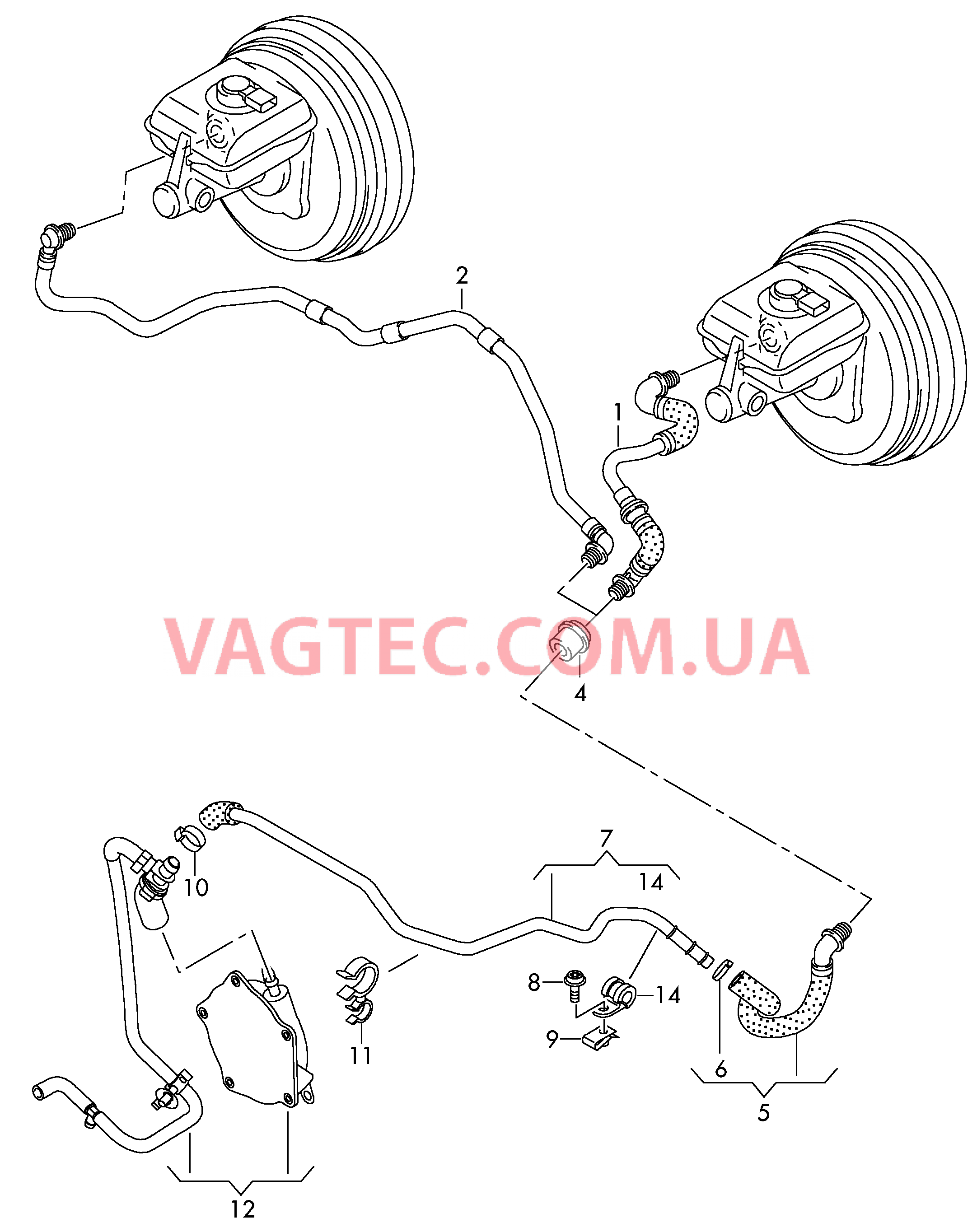 Вакуумные шланги для усилителя тормозного привода  для AUDI A8Q 2014