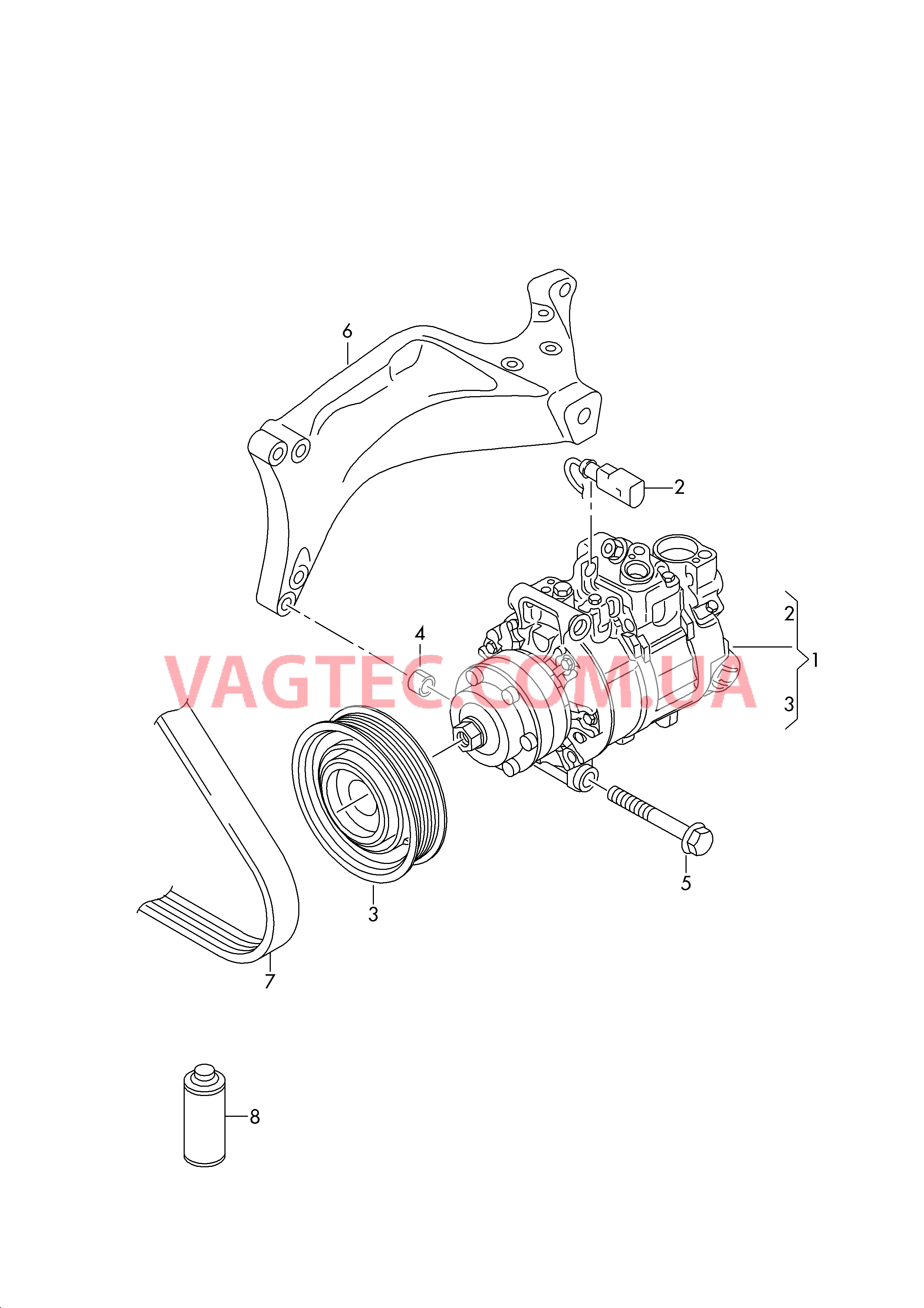 Компрессор климатической уст. Детали соединительные и крепежные для компрессора  для AUDI A8 2017