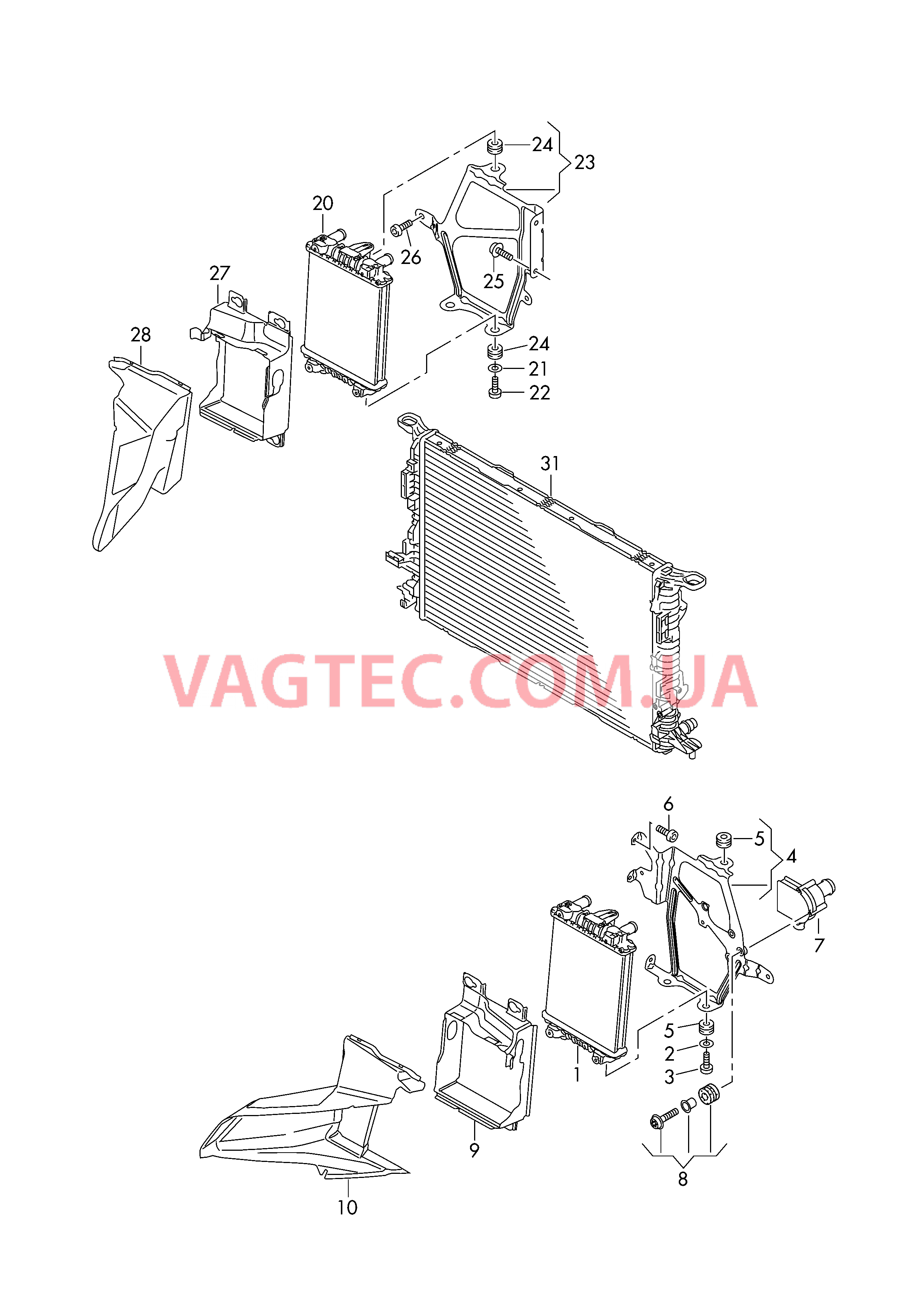 Дополнительный радиатор ОЖ Воздуховод  для AUDI A8Q 2017