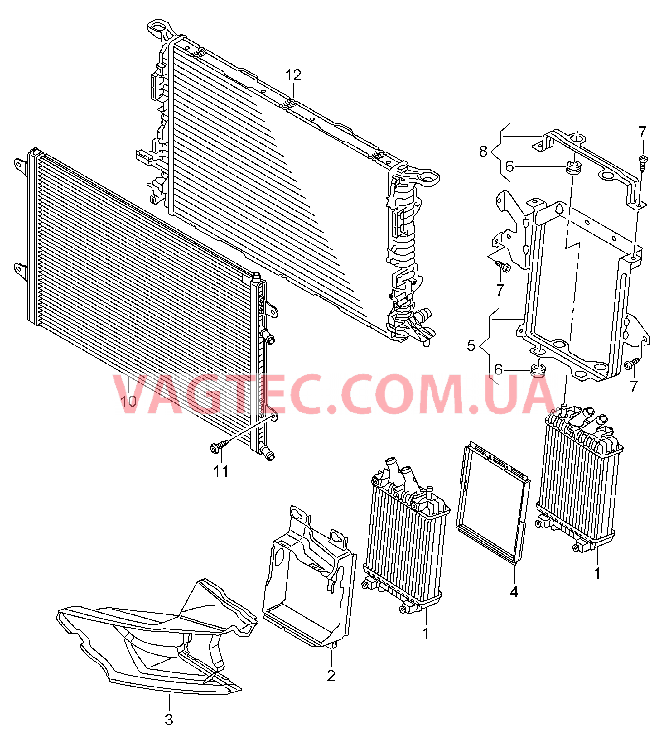 Дополнительный радиатор ОЖ Воздуховод  для AUDI A8 2010-1