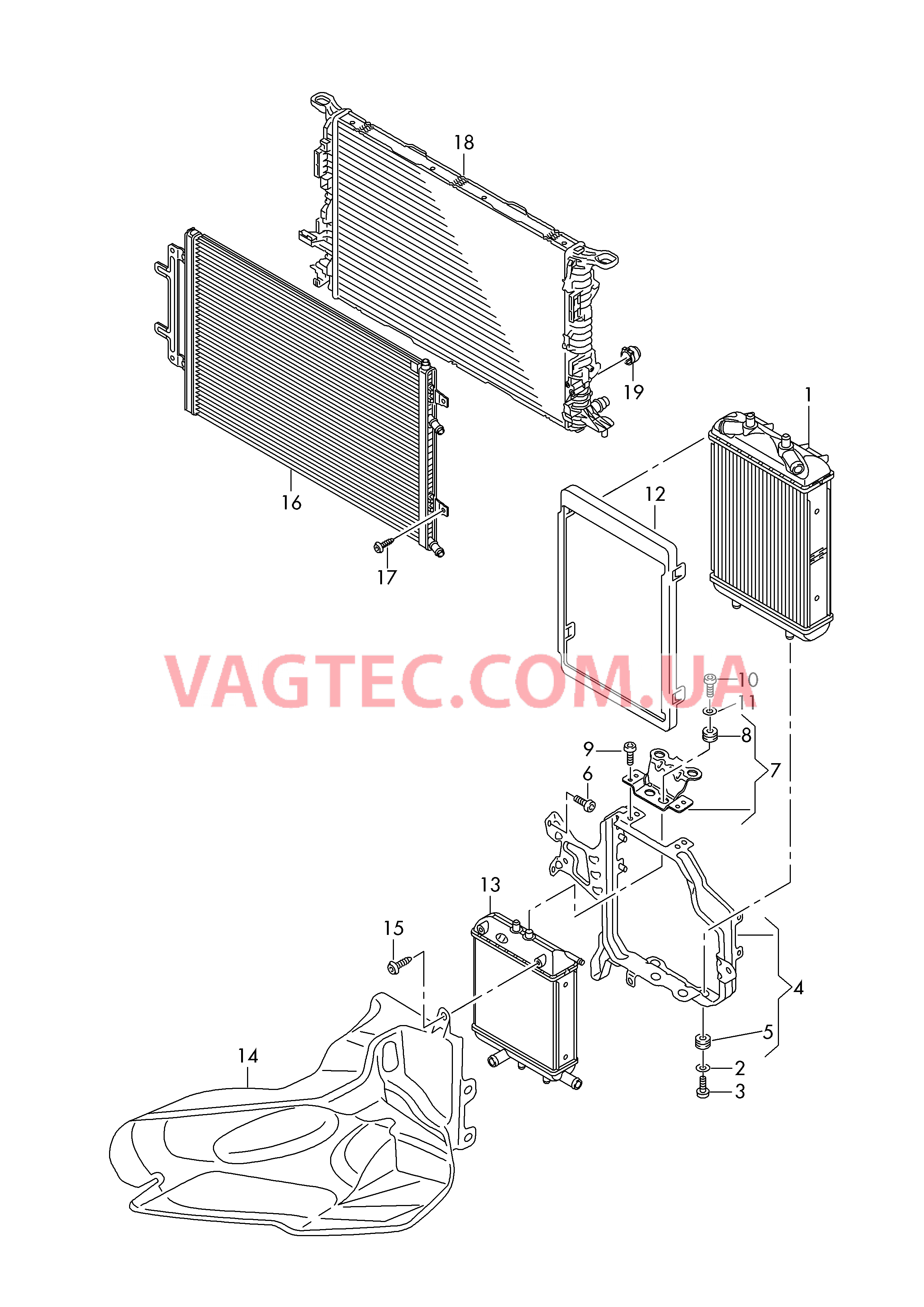 Дополнительный радиатор ОЖ Воздуховод  для AUDI A8 2016