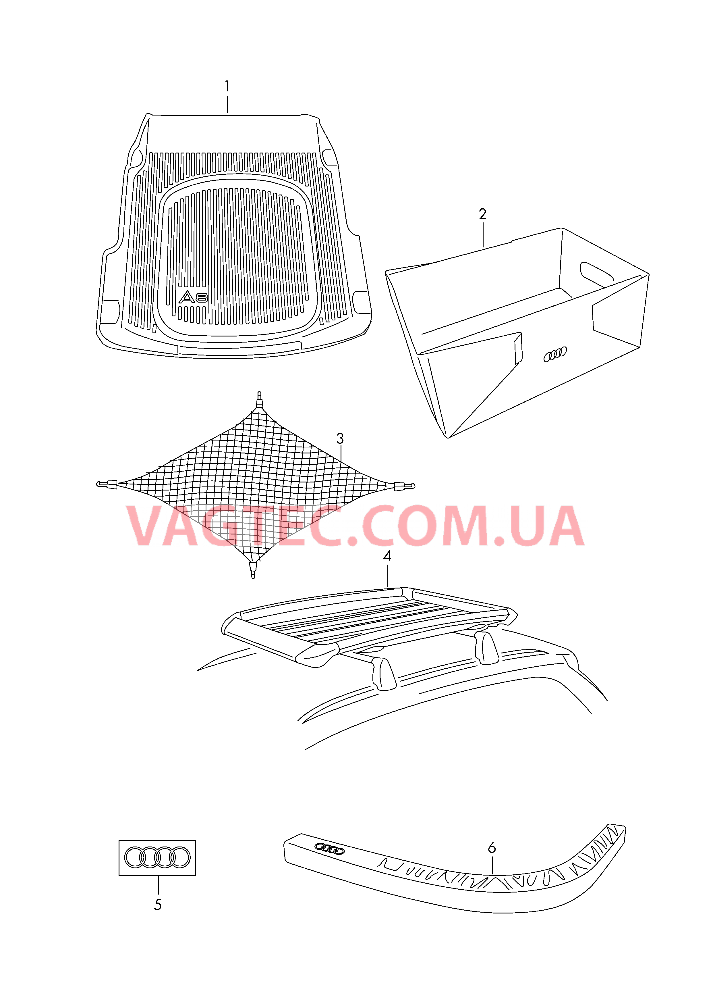 Оригинальные аксессуары для багажного отсека Крепление груза  для AUDI A8 2017