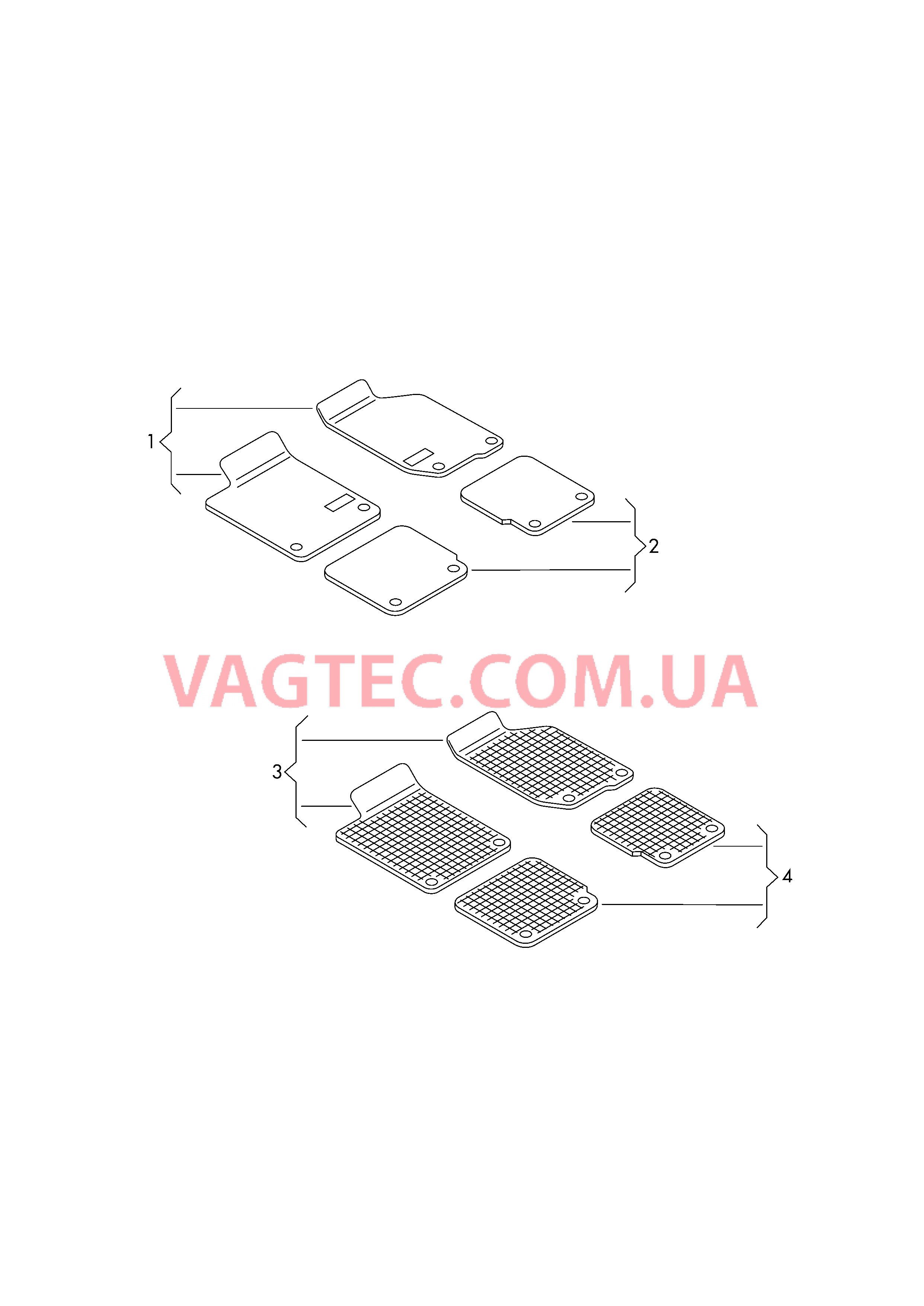 Оригинальные аксессуары 1 к-т ковриков (текстильн.м-л) 1 к-т всепогодных ковриков  для AUDI A8Q 2018