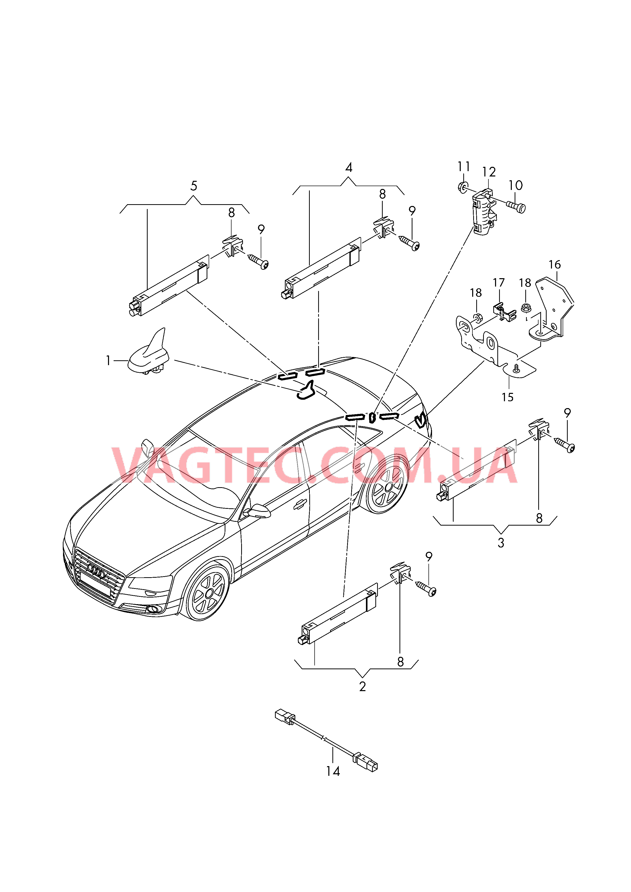 Антенна Усилитель антенны  для AUDI A8 2014