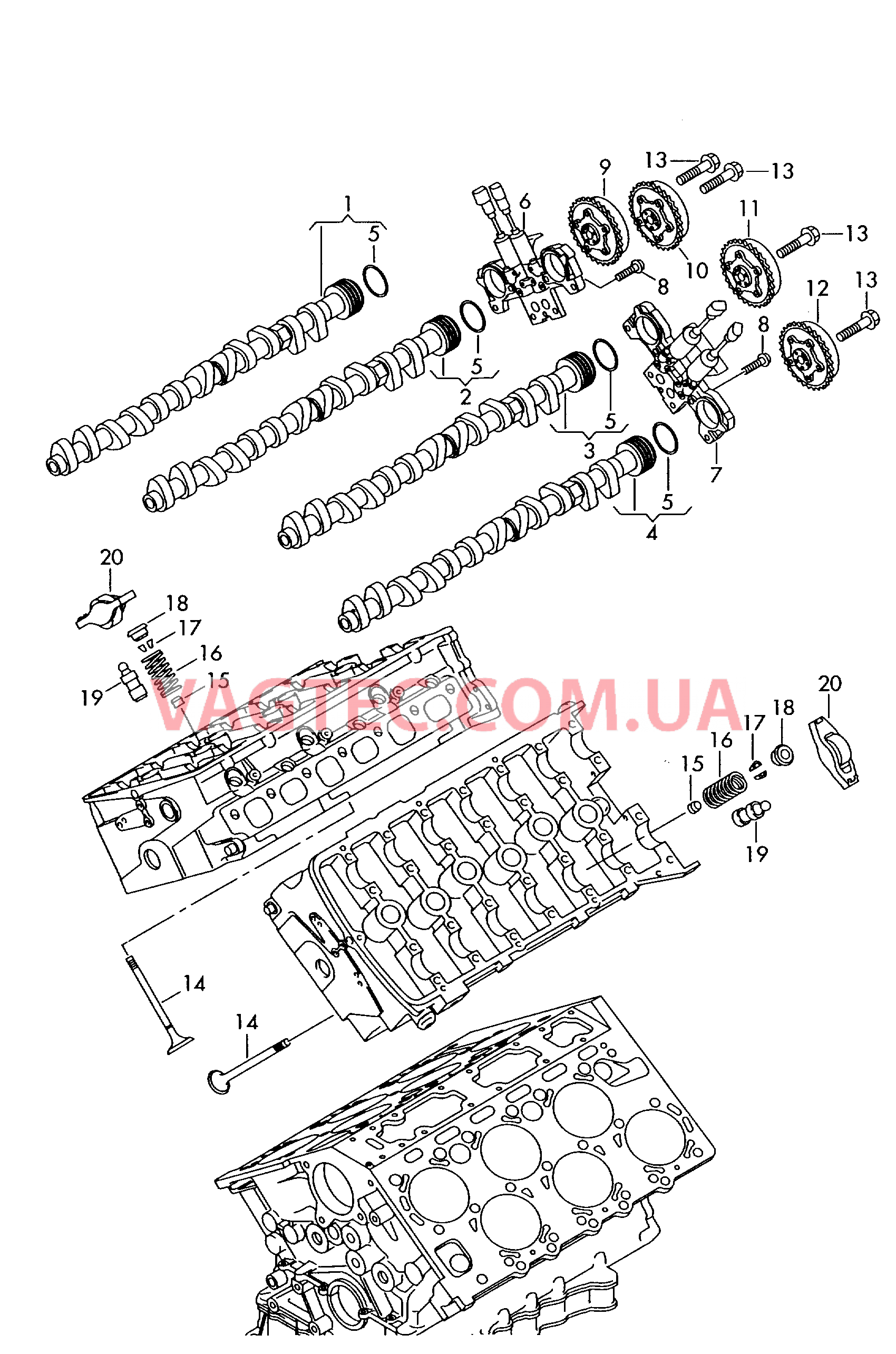 Распределительный вал, клапаны Регулятор фаз газораспределен.  для VOLKSWAGEN Touareg 2005