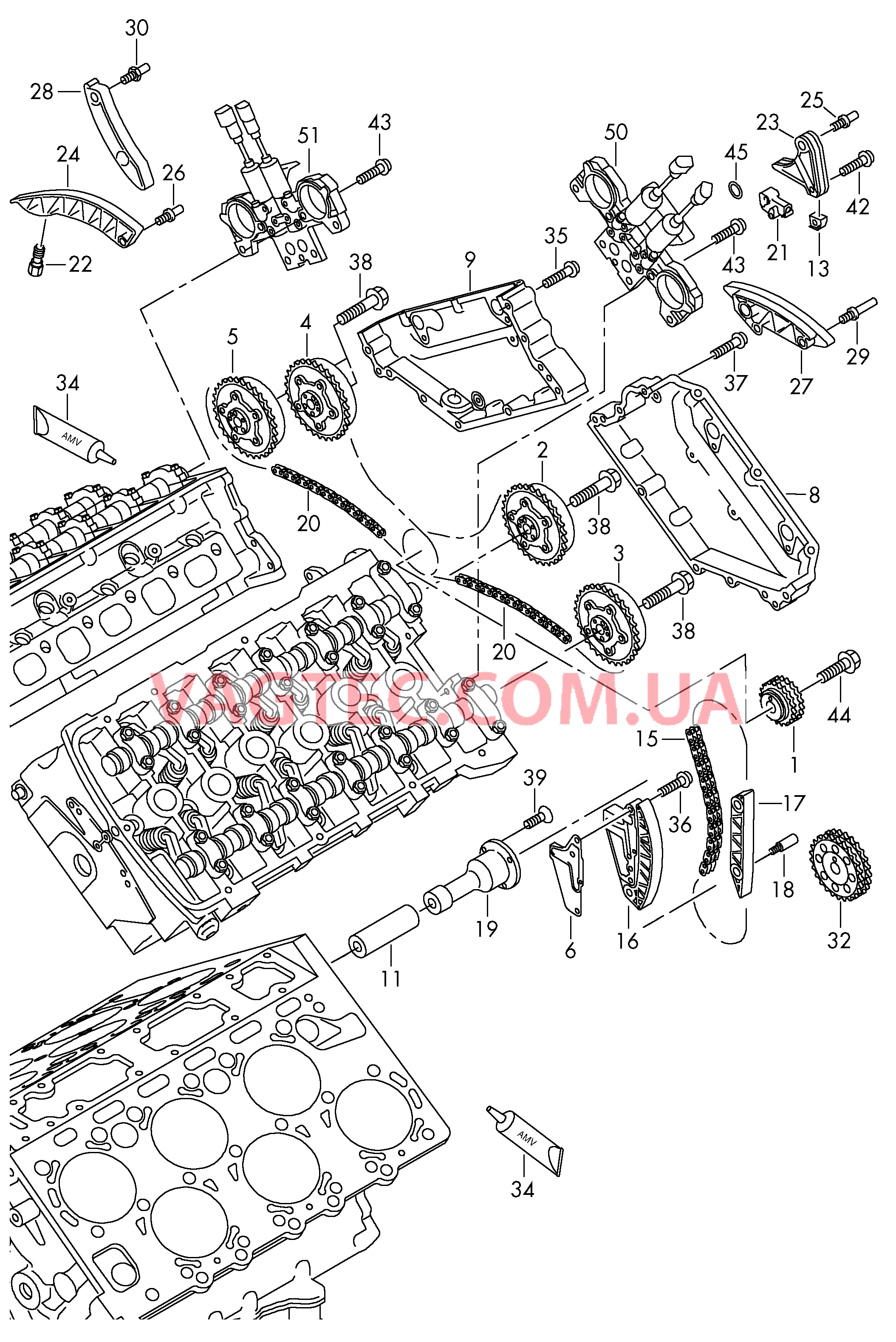 Цепь ГРМ Планка успокоителя  для AUDI A8Q 2003-1