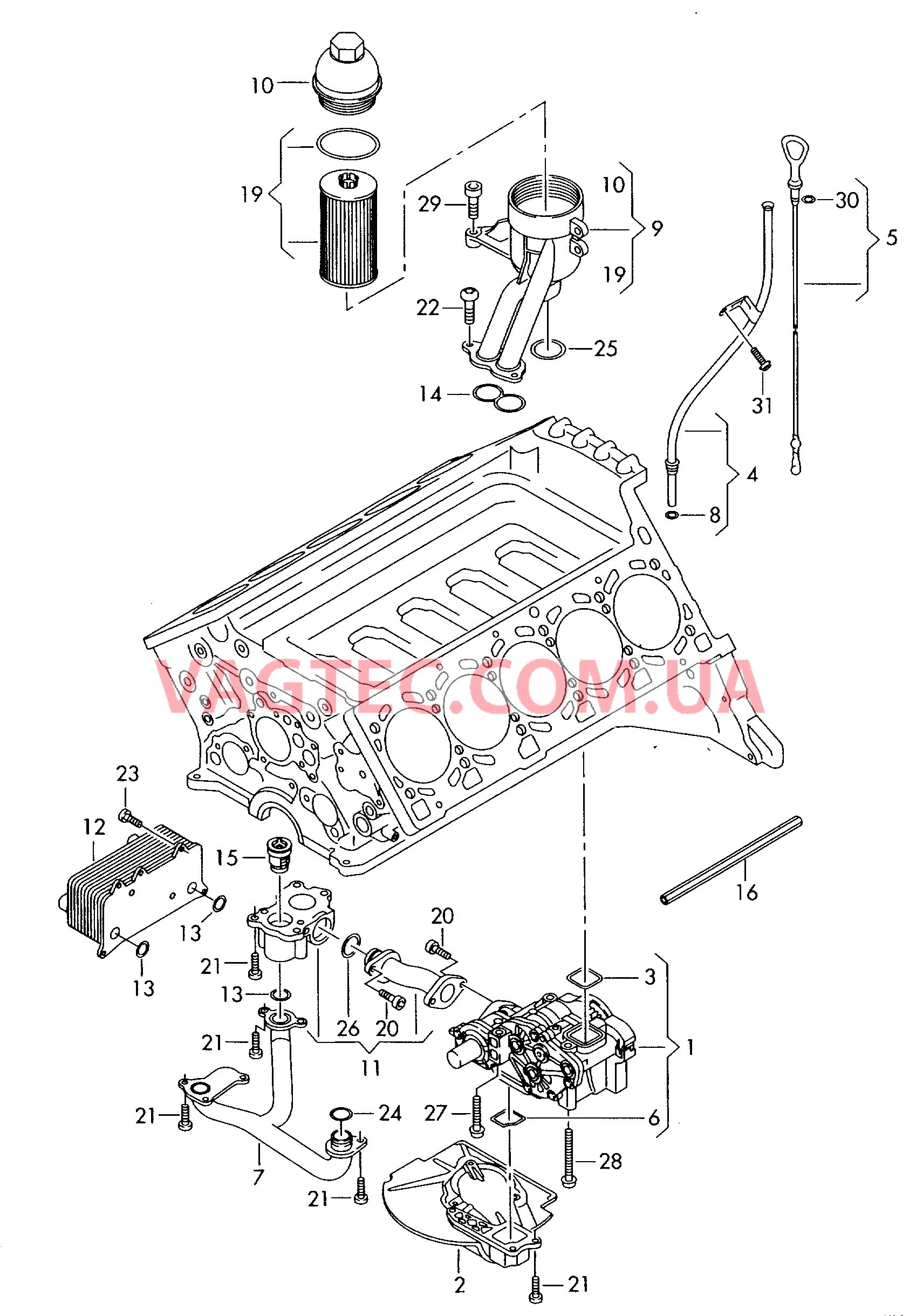 Насос, масляный Фильтр, масляный Кронштейн масляного фильтра Маслоизмерительный щуп  для AUDI A8Q 2004