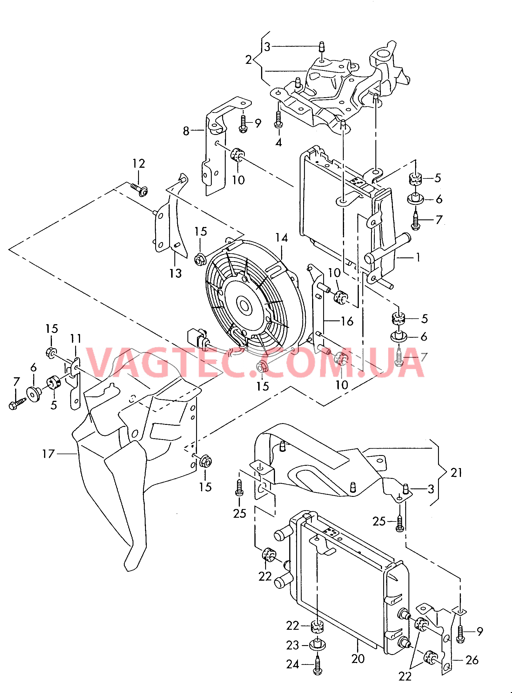 Дополнительный радиатор ОЖ Воздуховод  для AUDI A8Q 2007