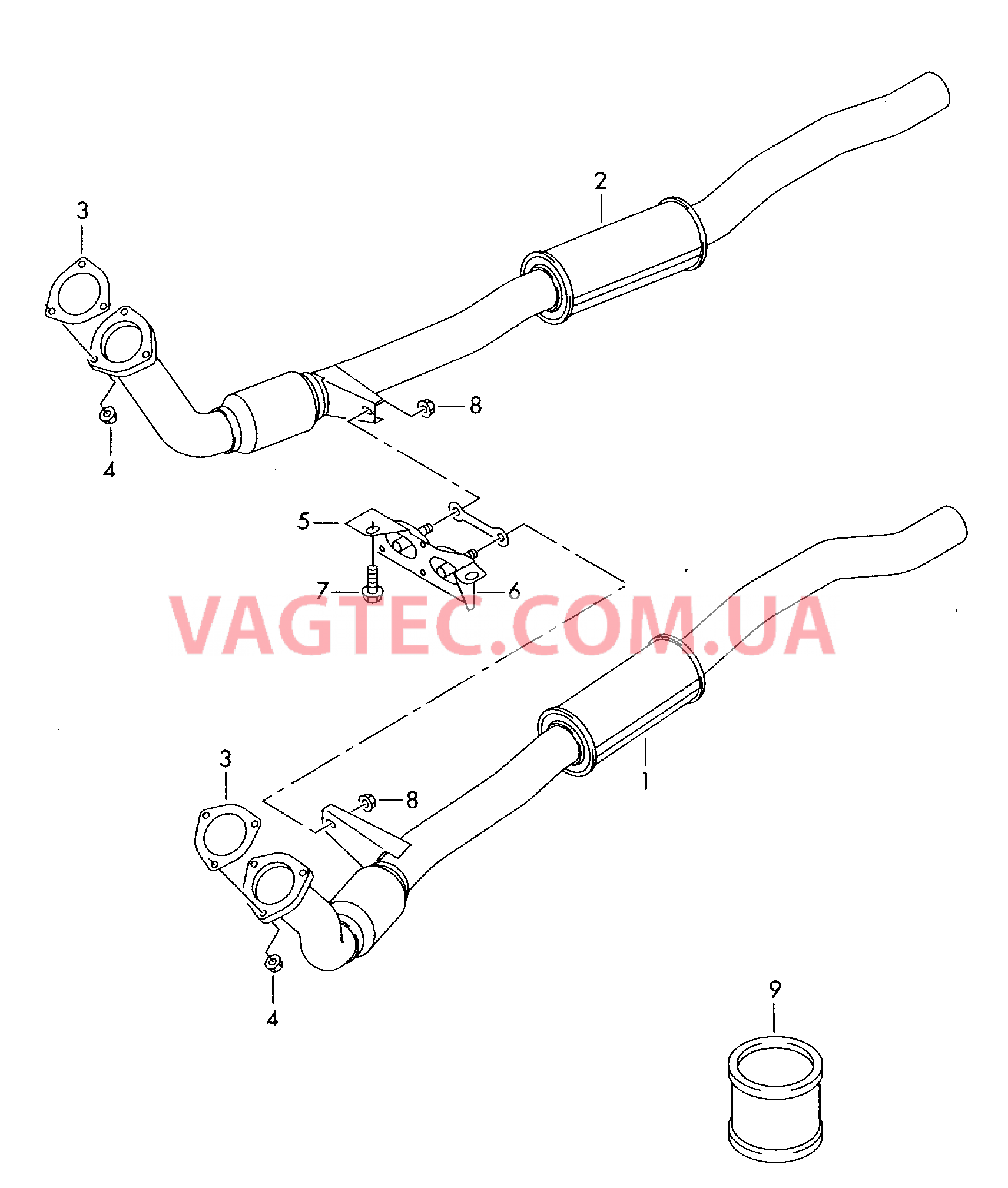 Труба выпуска ОГ с передним глушителем  для AUDI A8Q 2003-1