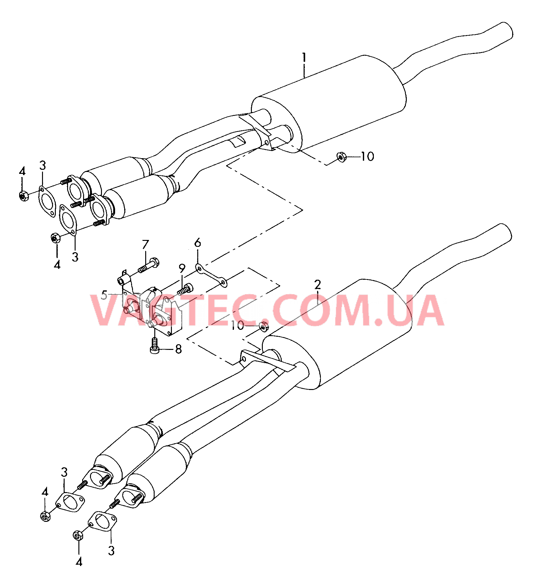 Труба выпуска ОГ с передним глушителем  для AUDI A8 2007