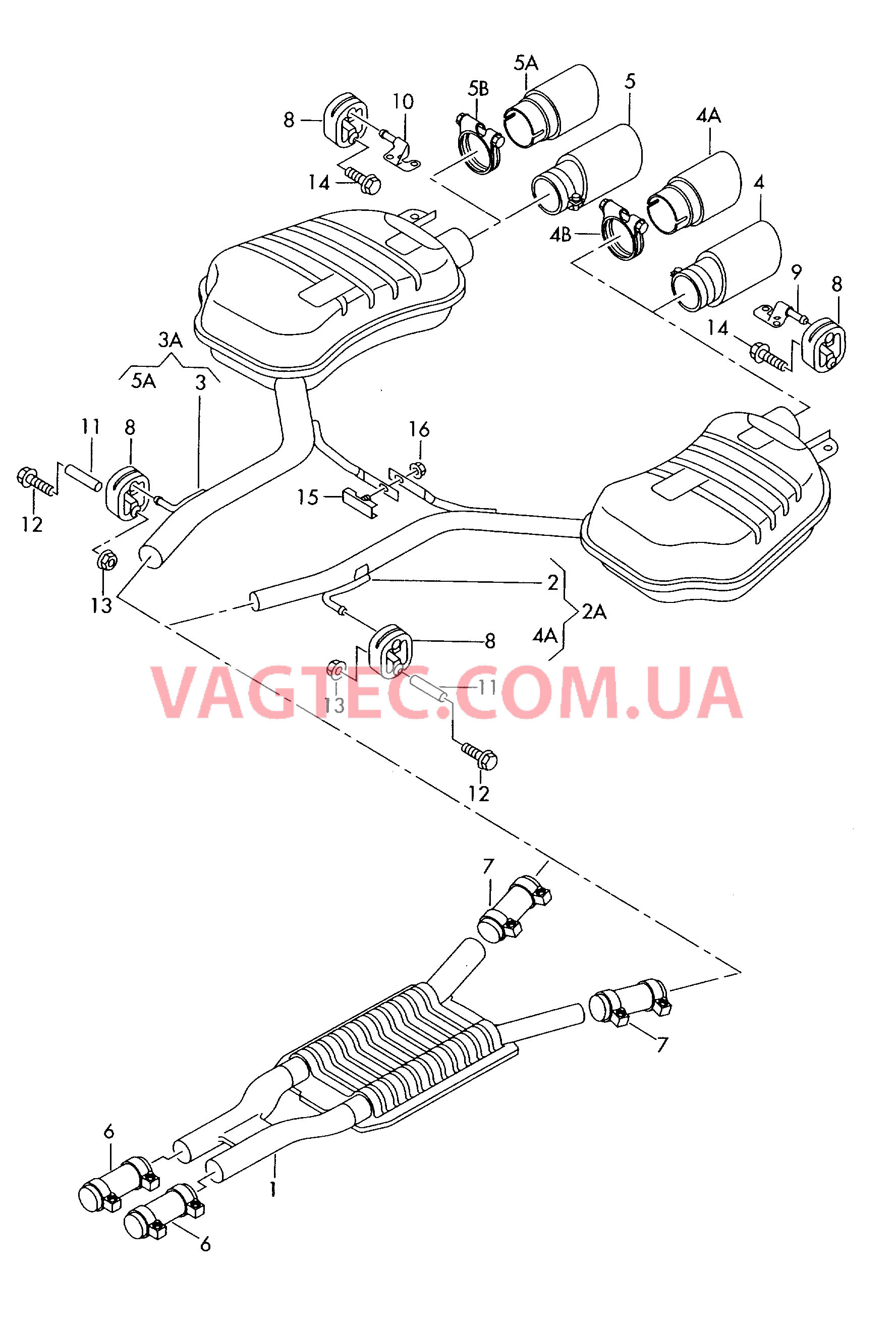 Средний глушитель Задний глушитель  для AUDI A8 2007