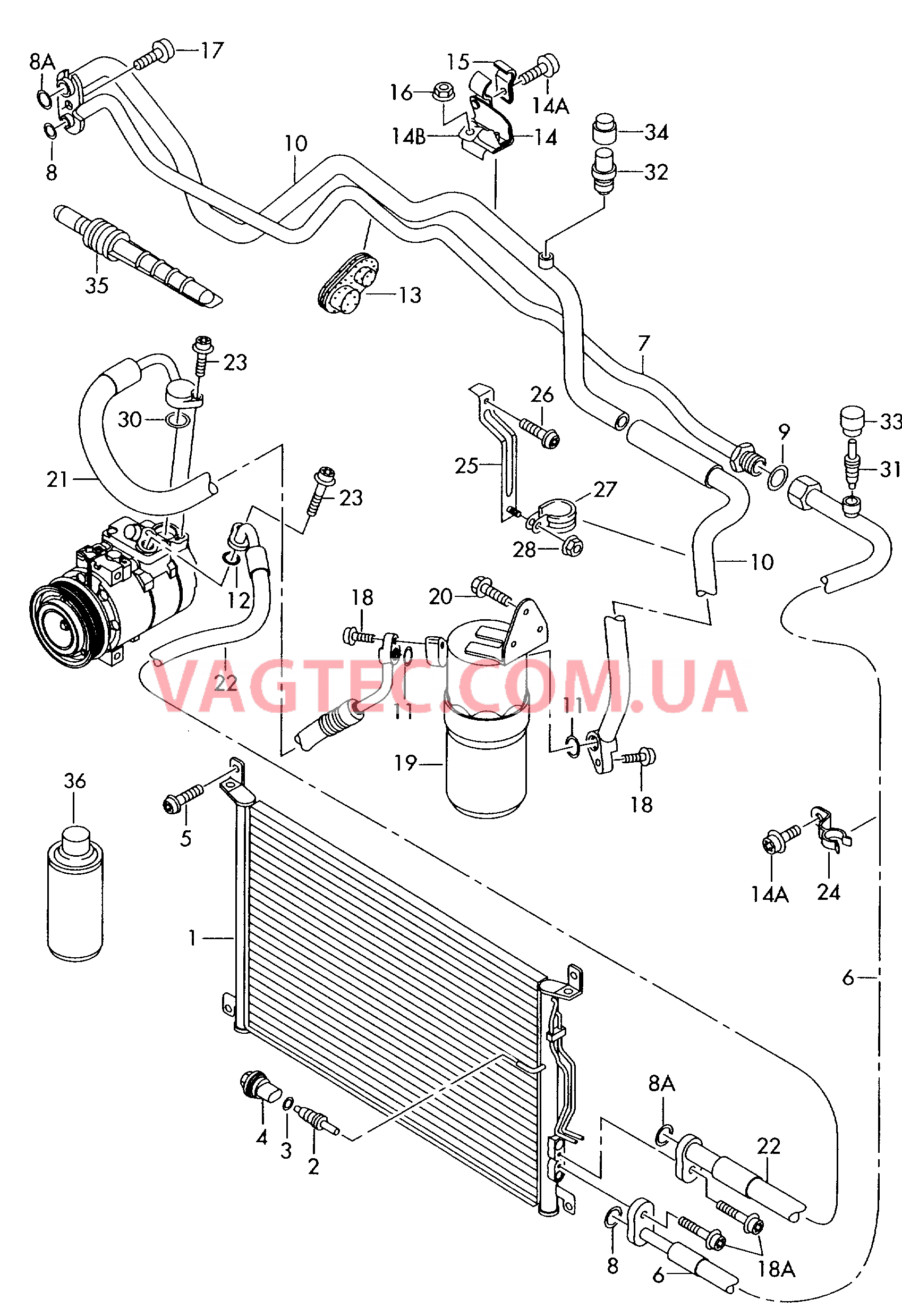 Конденсатор климат.установки Циркуляция хладагента  для AUDI A8Q 2008