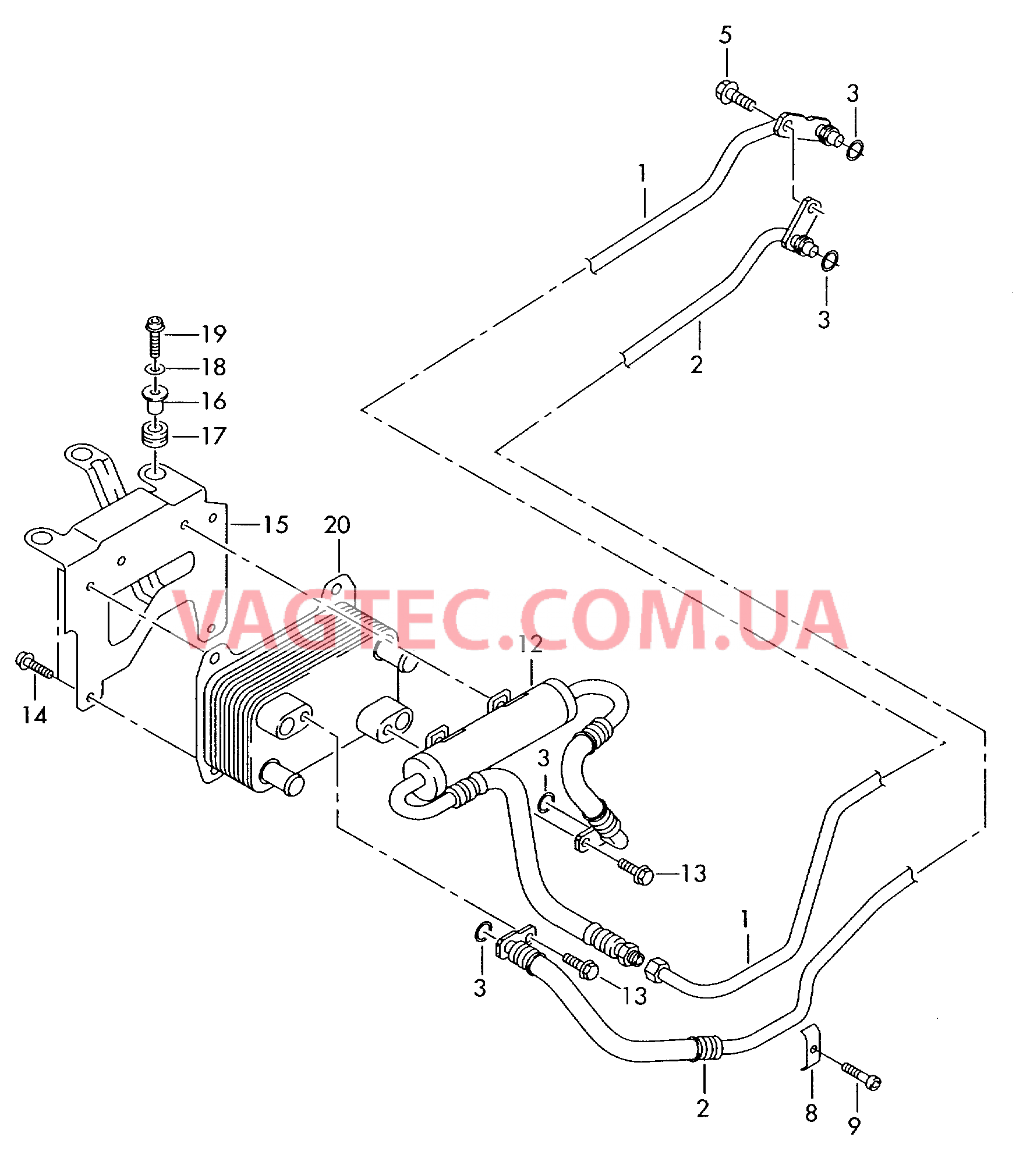 Напорный маслопровод для охлаждения масла коробки передач  для бесступенчатой АКП  для AUDI A8Q 2004