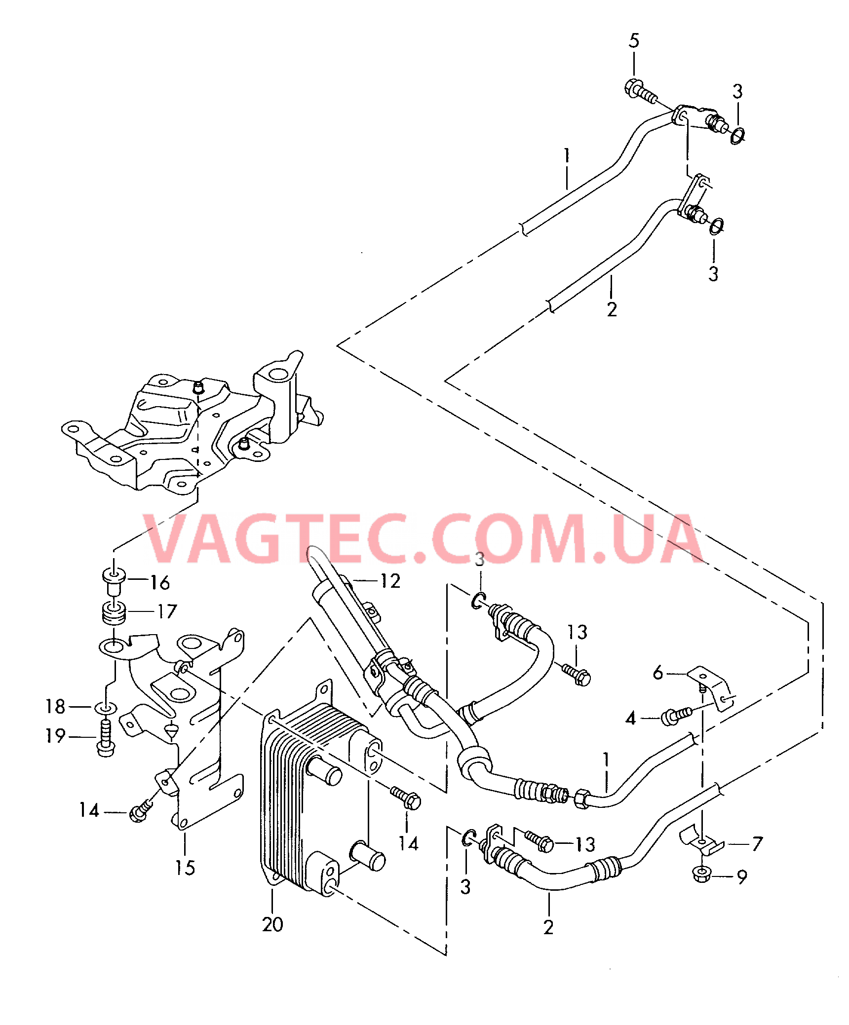 Напорный маслопровод для охлаждения масла коробки передач  для бесступенчатой АКП  для AUDI A8Q 2006