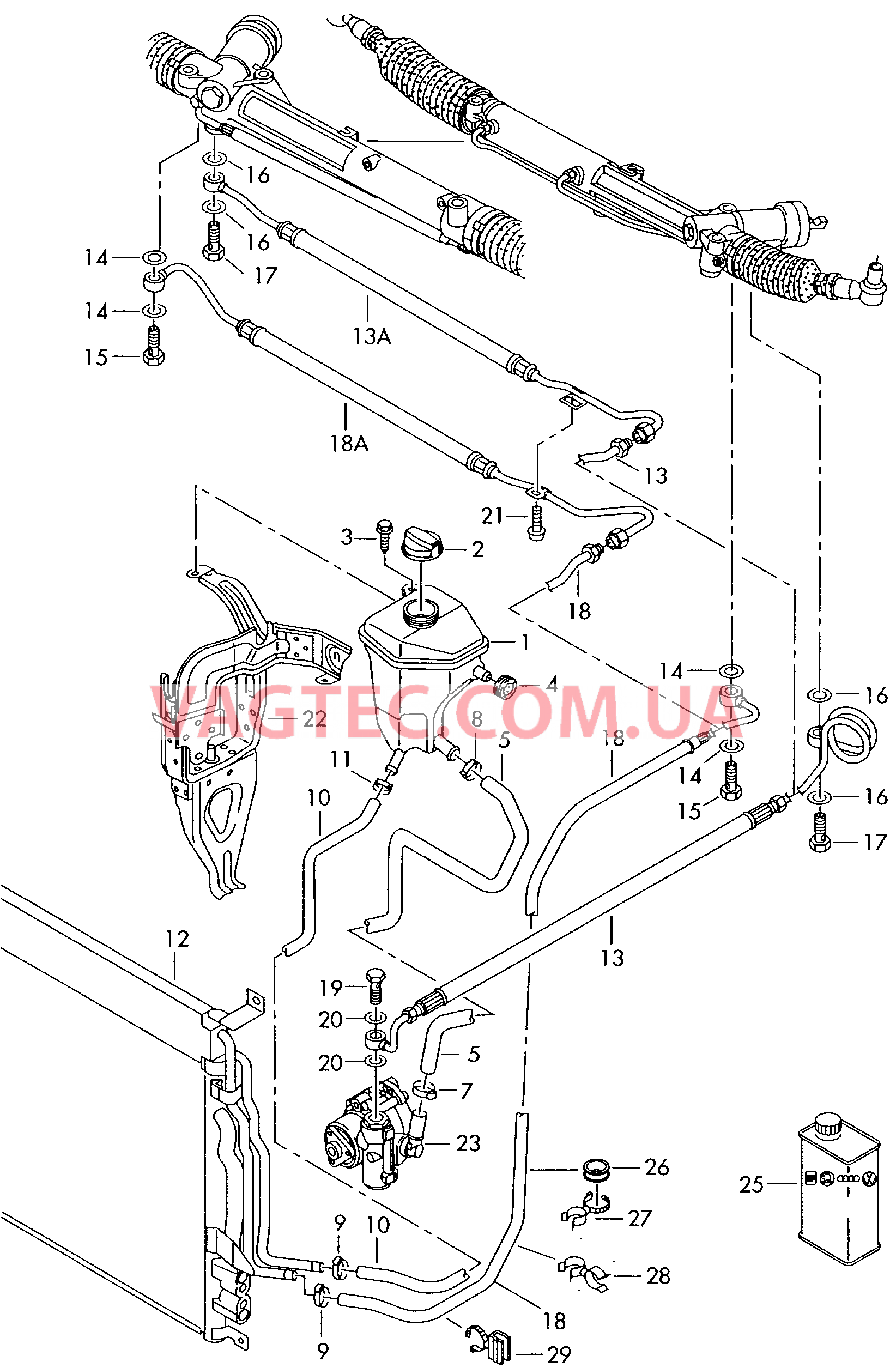 Масляный бачок с соединительными деталями, шлангами  для AUDI A8Q 2005