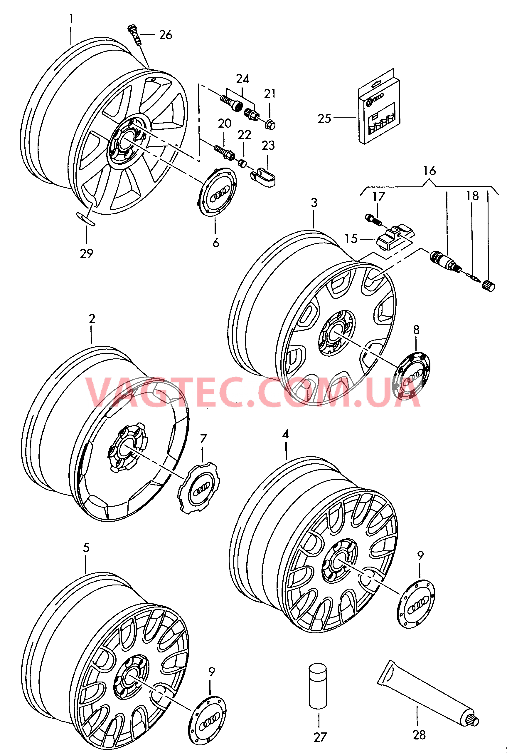 Алюминиевый диск Колпак колеса Балансировочный груз  для AUDI A8Q 2003-1