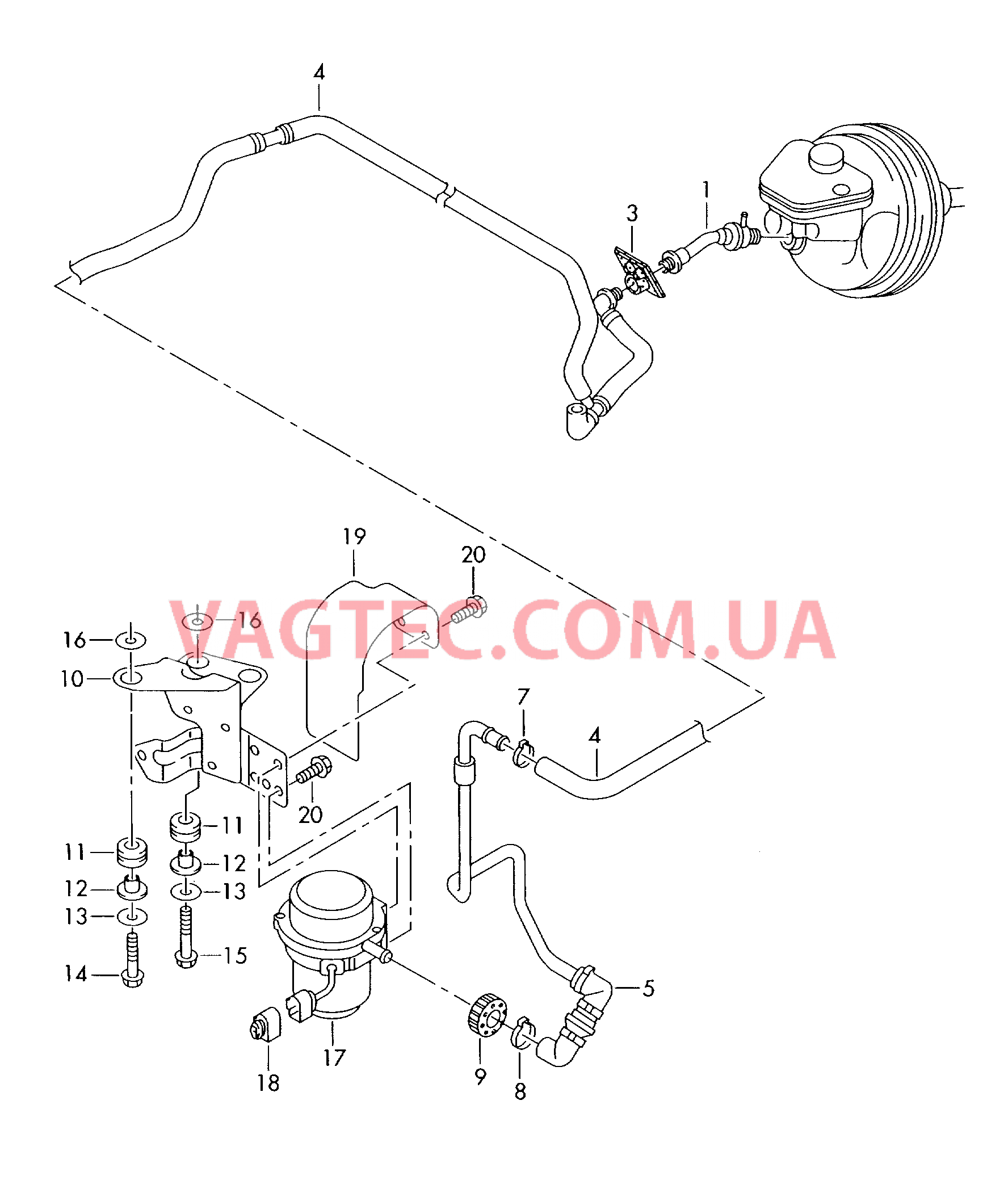 Вакуумные шланги для усилителя тормозного привода  Эл. вакуумный насос тормозной системы  ============================== для а/м со специальной защитой ==============================  для AUDI A8 2004