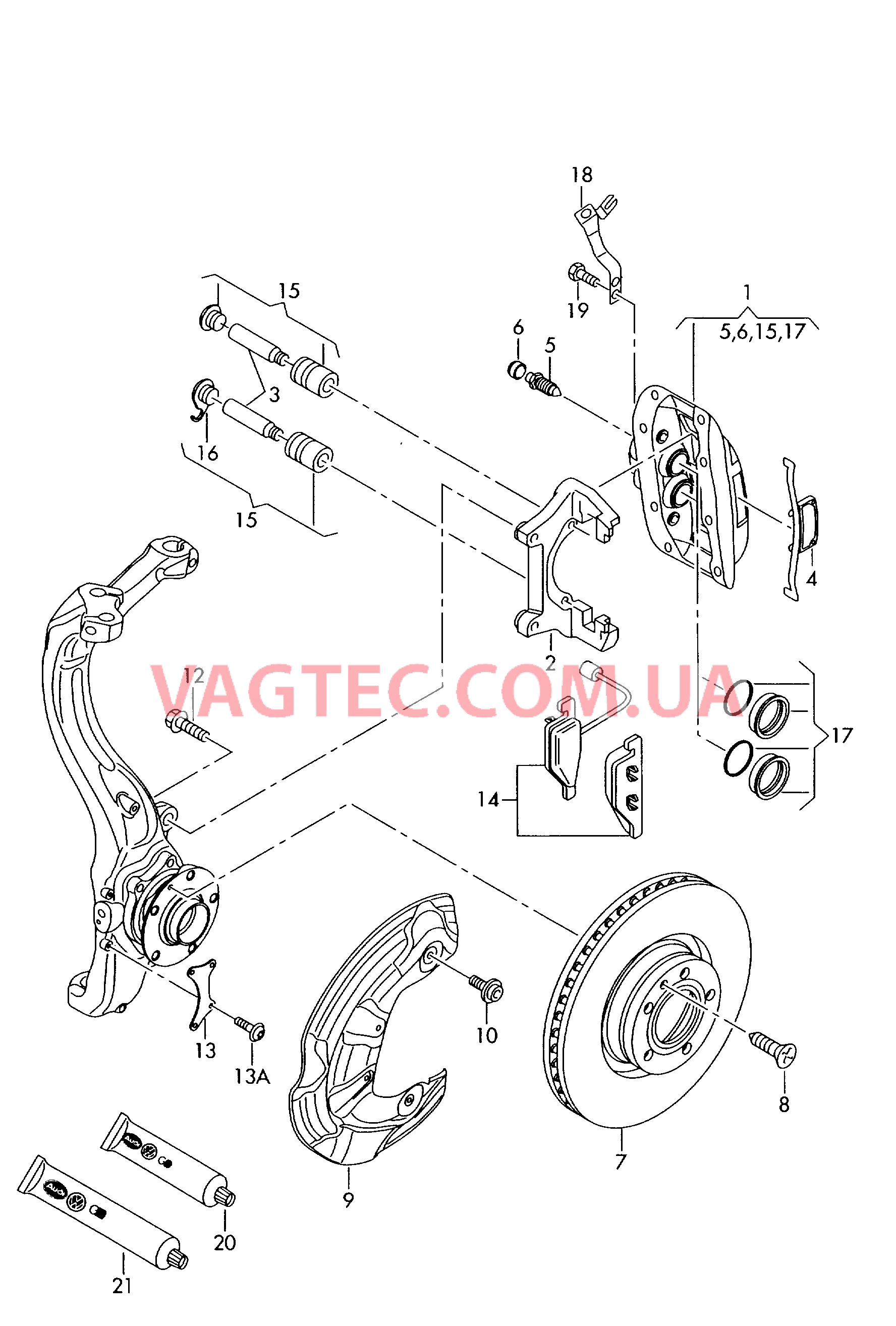 Торм. мех. с плав. суппортом Тормозной диск (вентилир.)  для AUDI A8Q 2003-1
