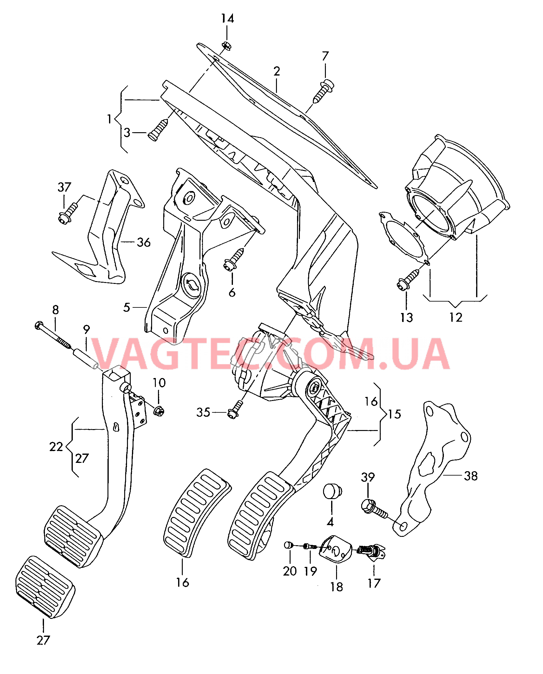 Педали тормоза и акселератора  для AUDI A8Q 2003-1