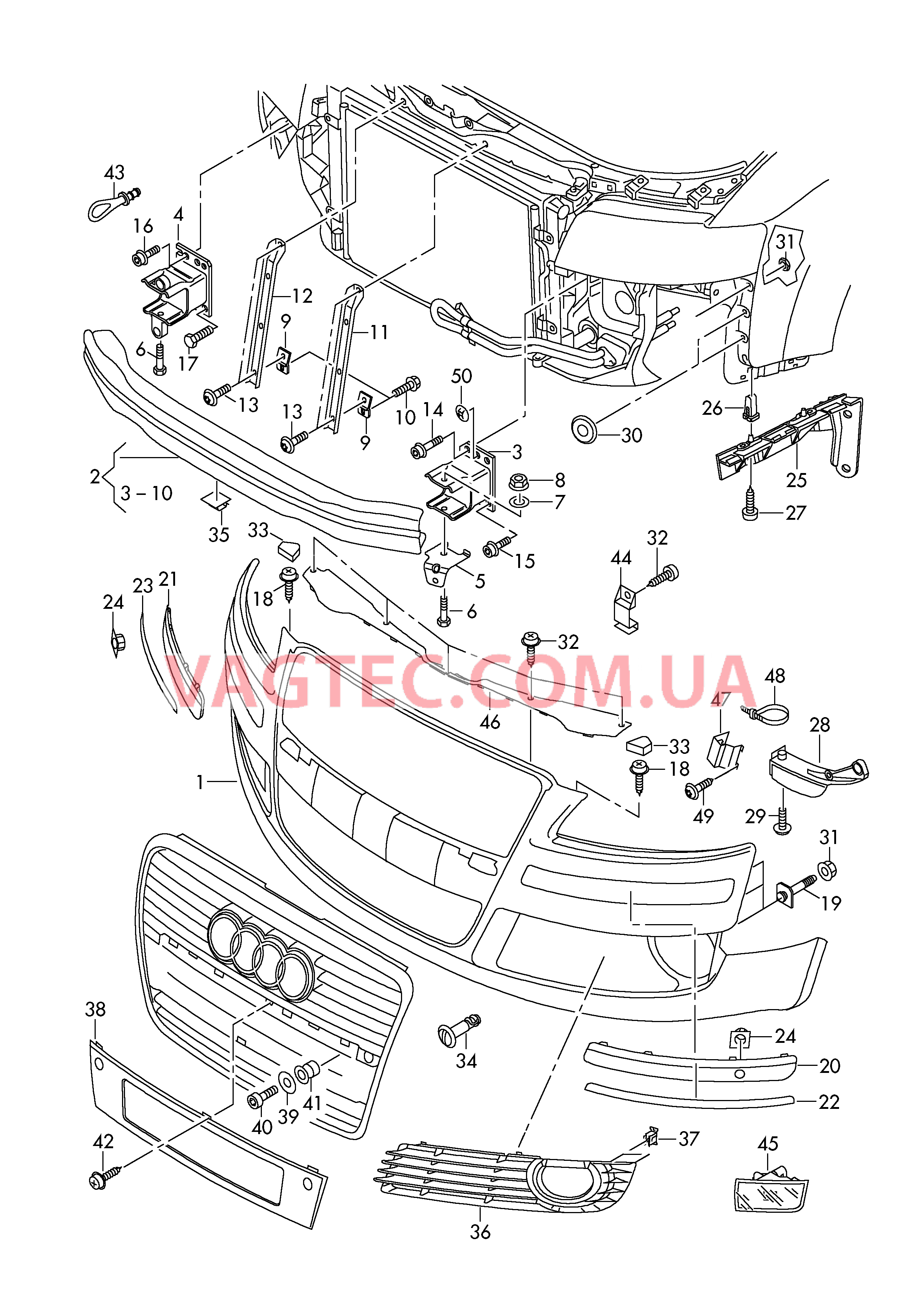 Бампер  F             >> 4E-5-030 000 для AUDI A8 2004