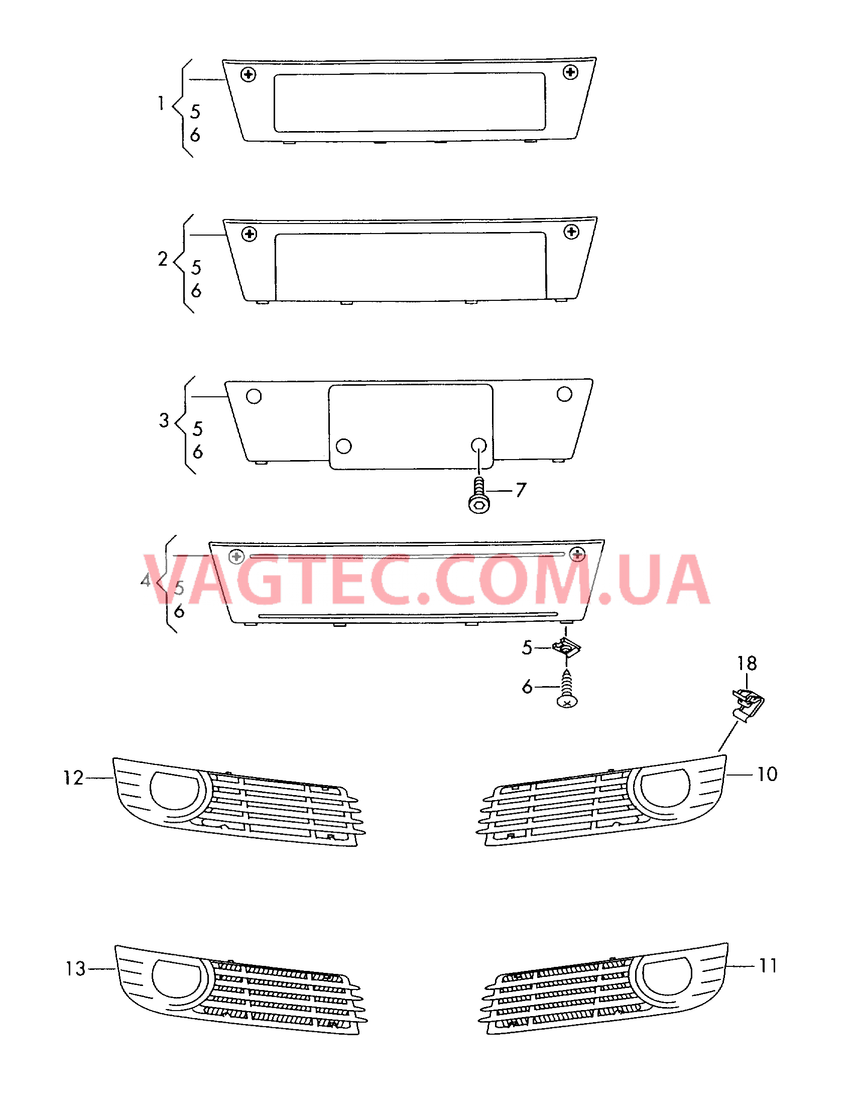 Кронштейн номерного знака Решетка, воздухонаправляющая   F 4E-6-000 001>> для AUDI A8Q 2005