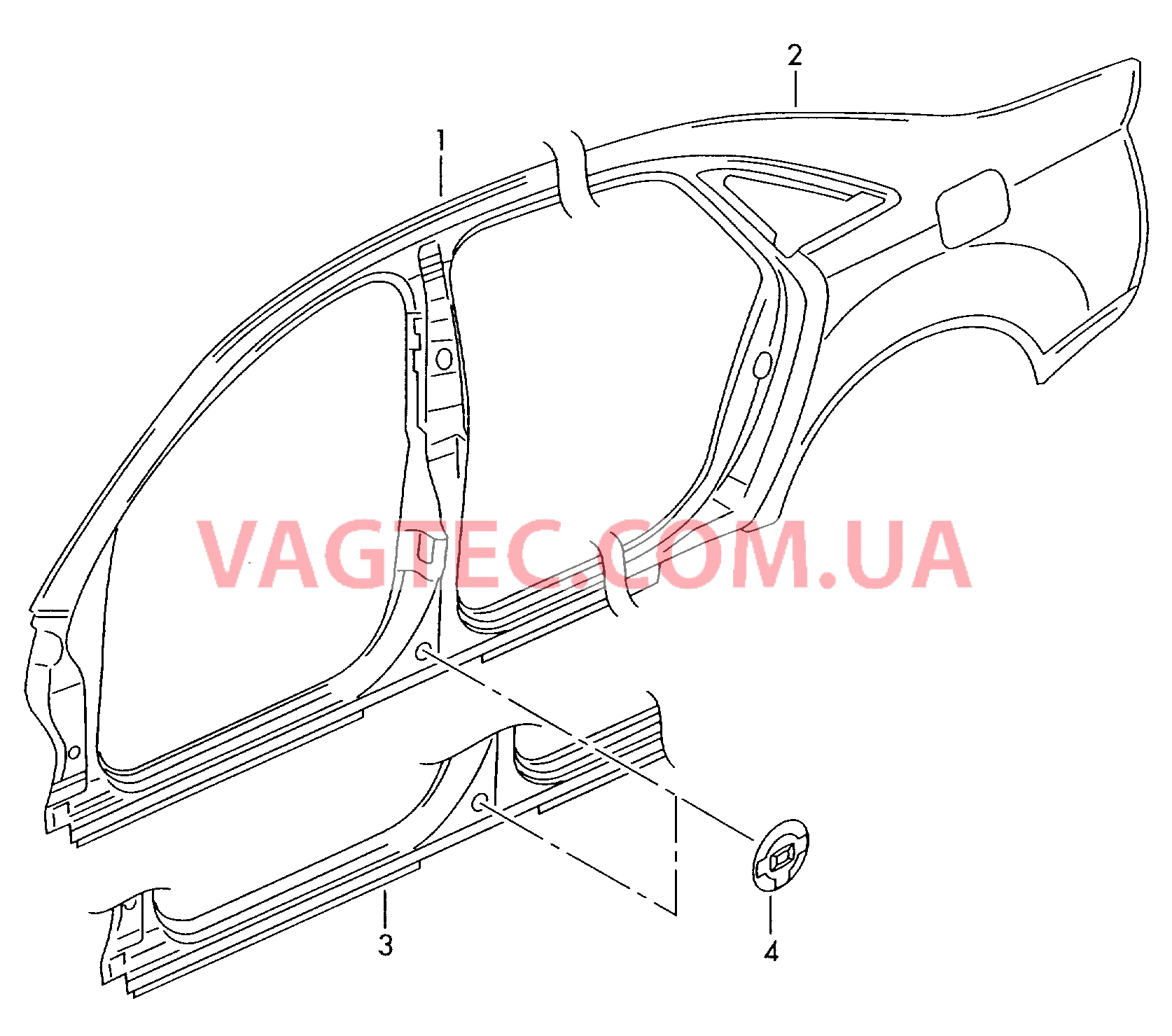 Отрезная деталь каркас боковины  для AUDI A8Q 2005