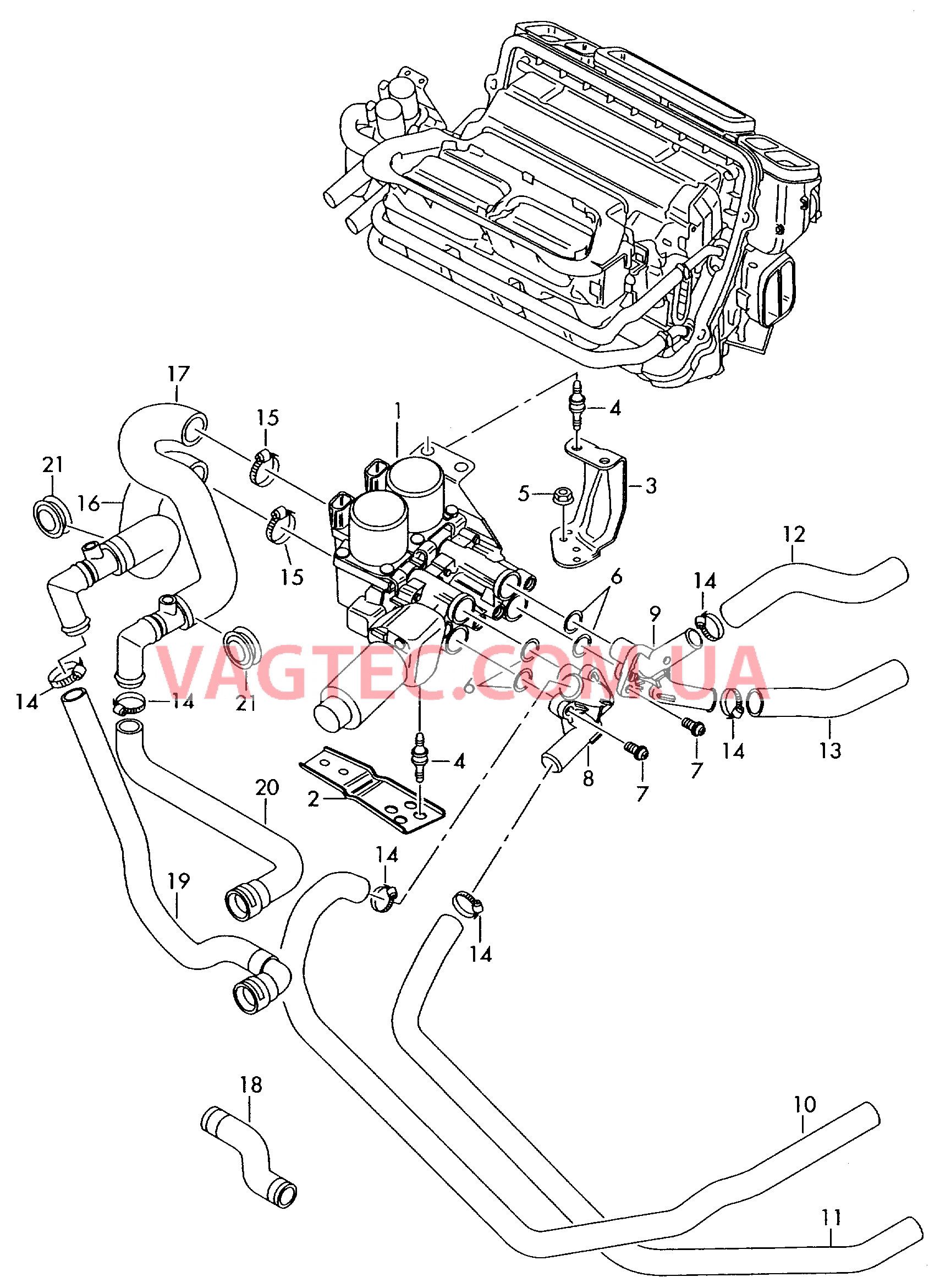Шланги ОЖ и трубки  Блок клапанов  для AUDI A8 2005