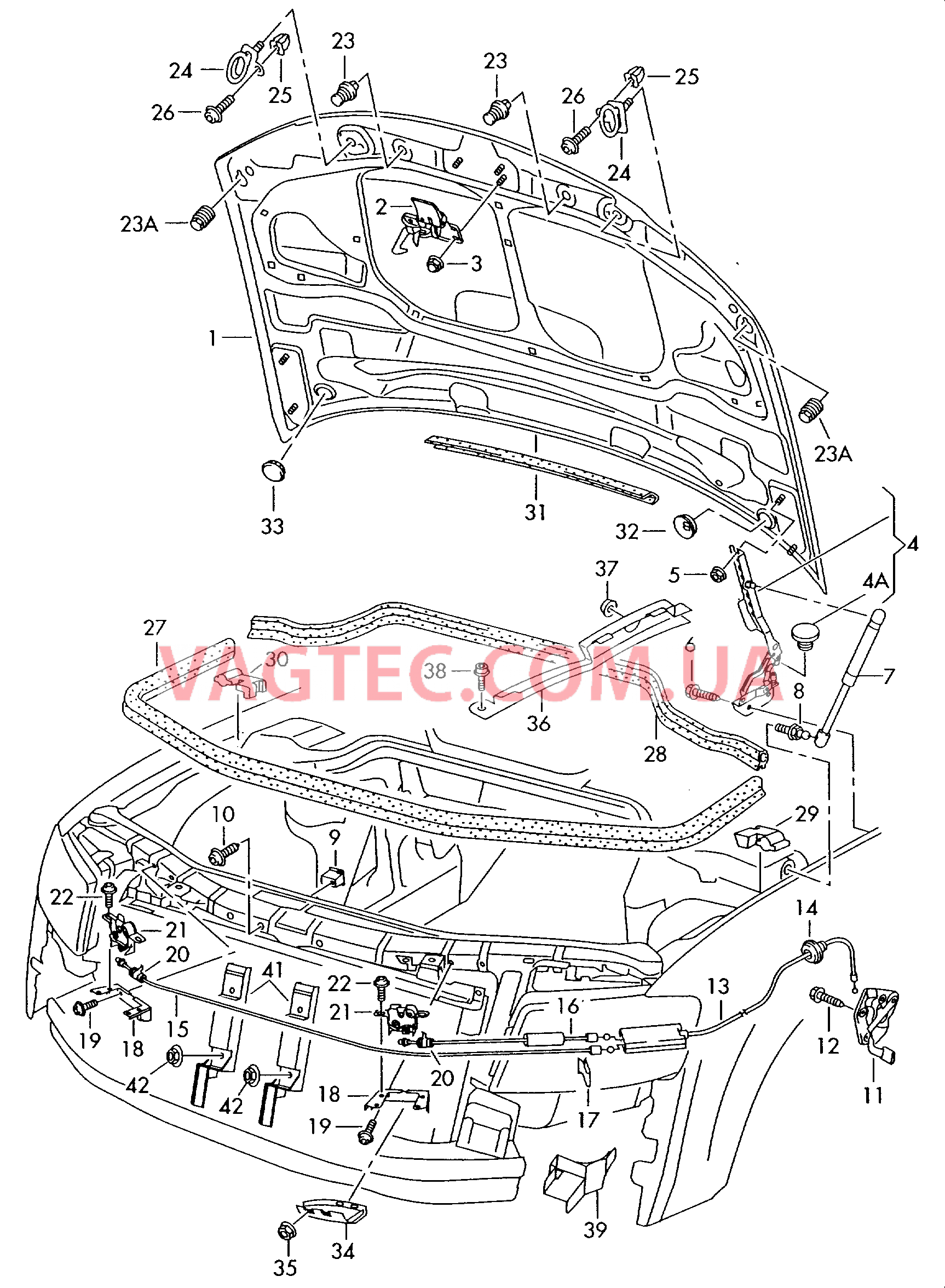 Капот  для AUDI A8 2006