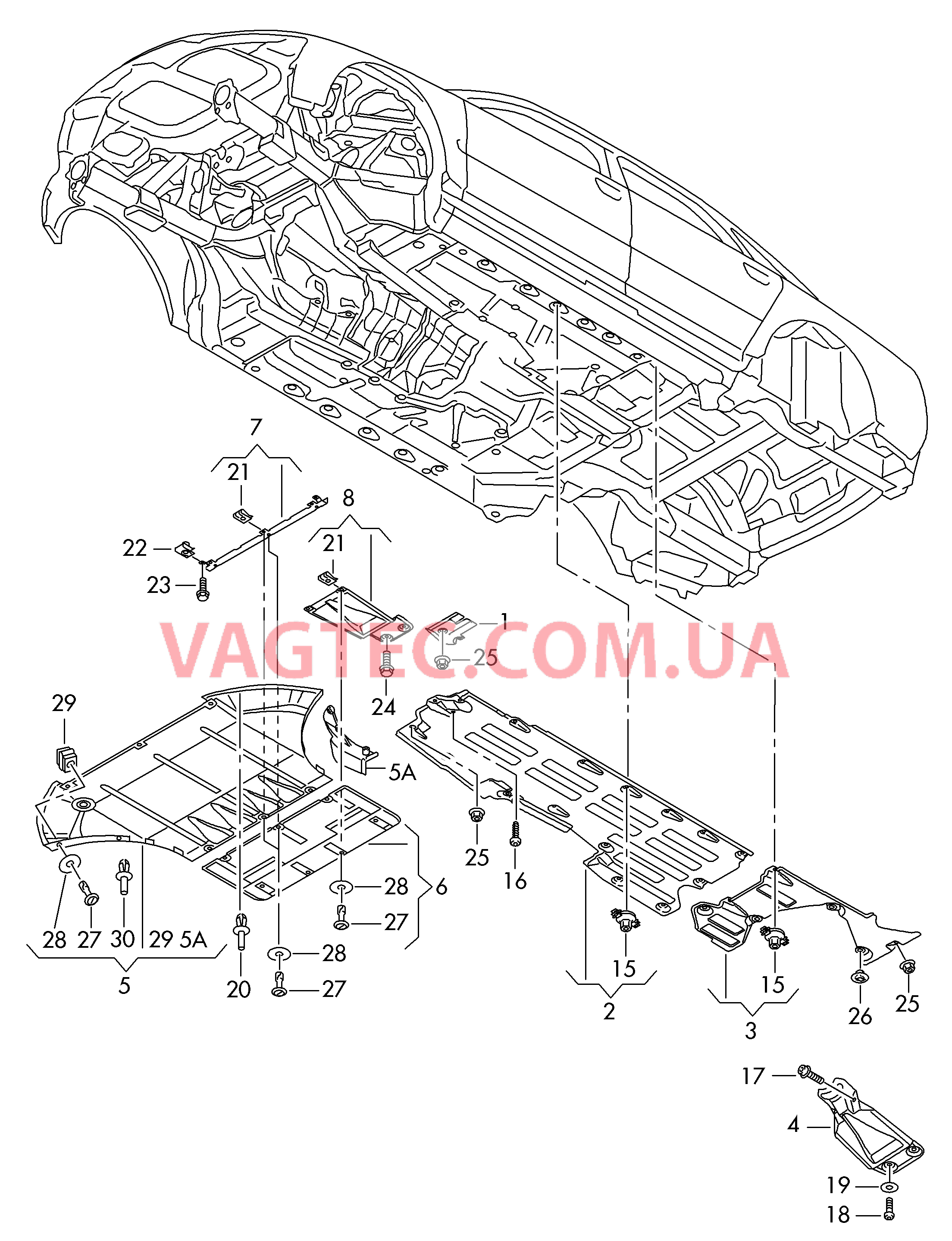 Облицовка днища  для AUDI A8Q 2004