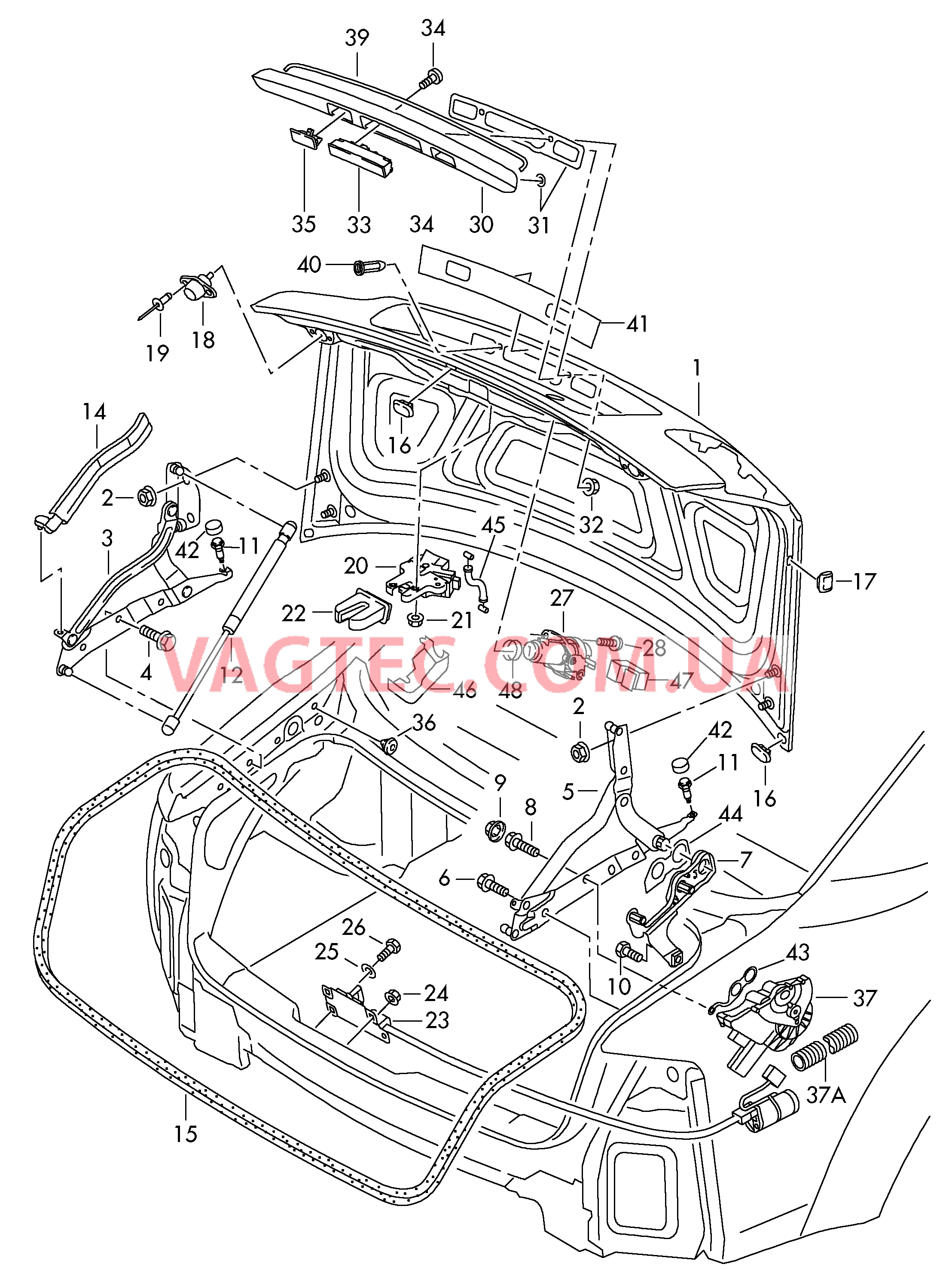 Крышка багажного отсека  для AUDI A8Q 2003-1