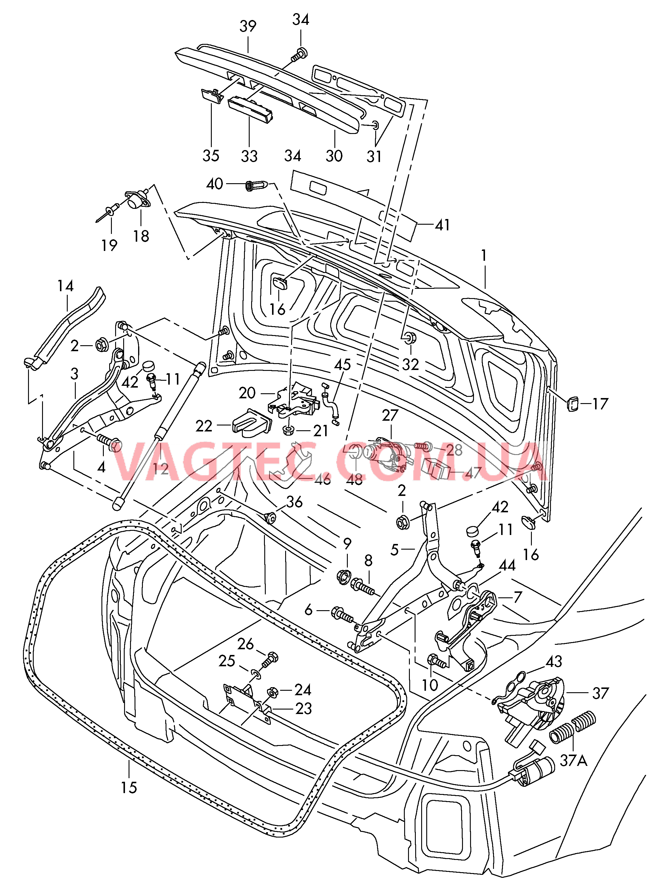 Крышка багажного отсека  для AUDI A8 2008