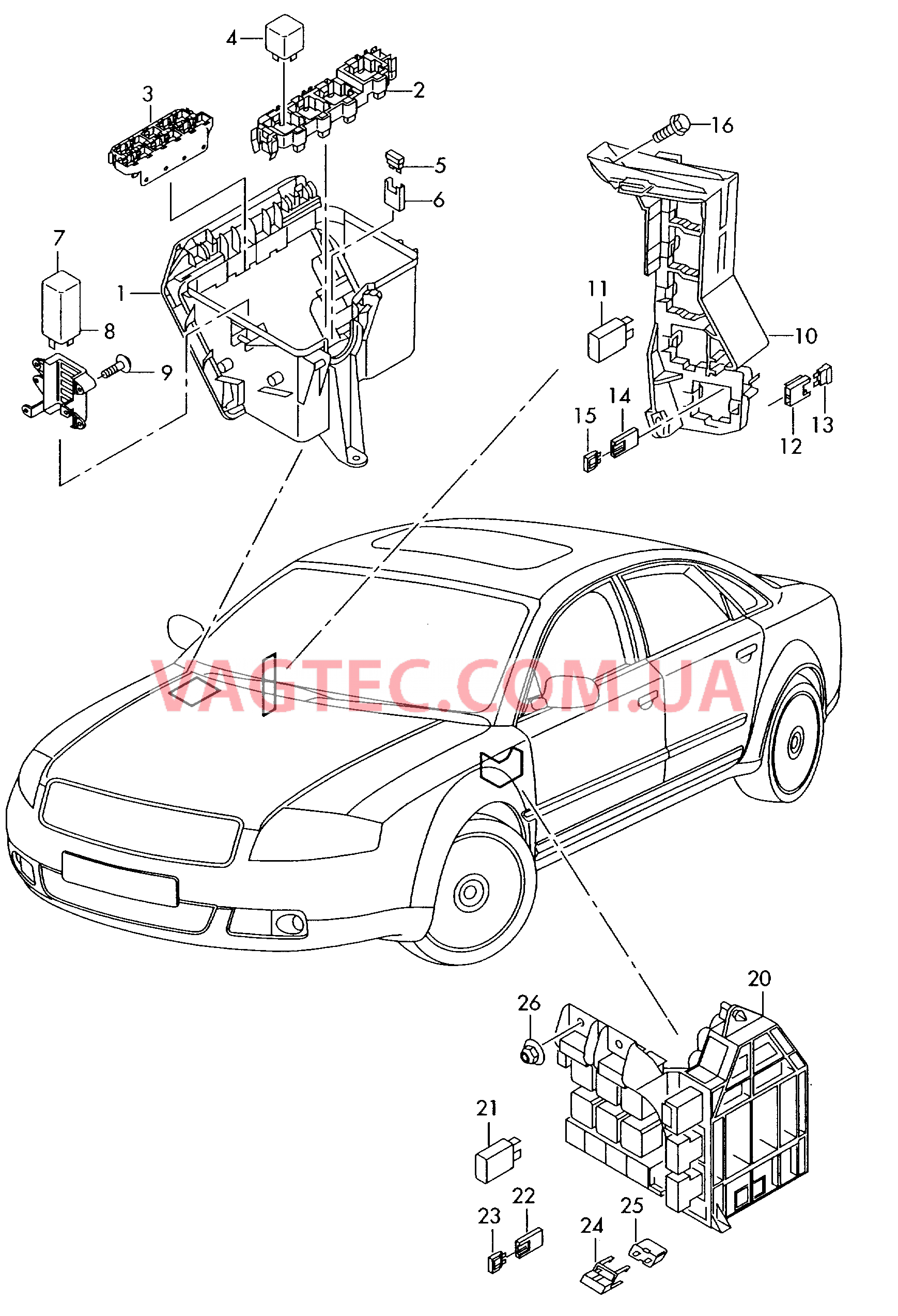 Колодка реле и реле  для AUDI A8Q 2004