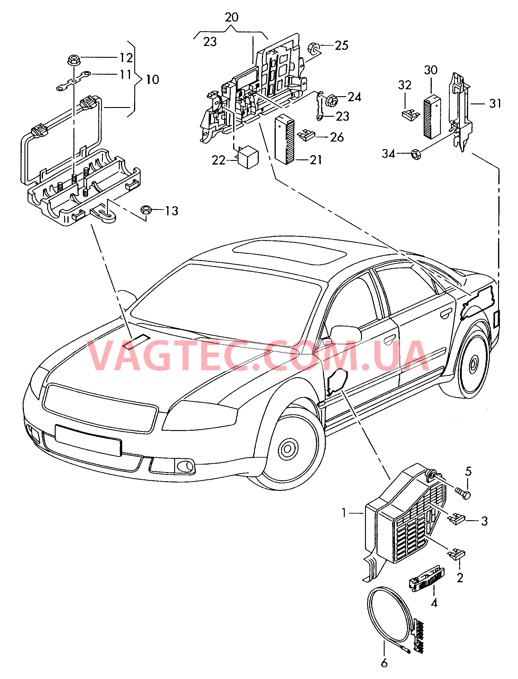 Конт. колодка плавк. предохр. Коробка главн. предохранителя  для AUDI A8 2007