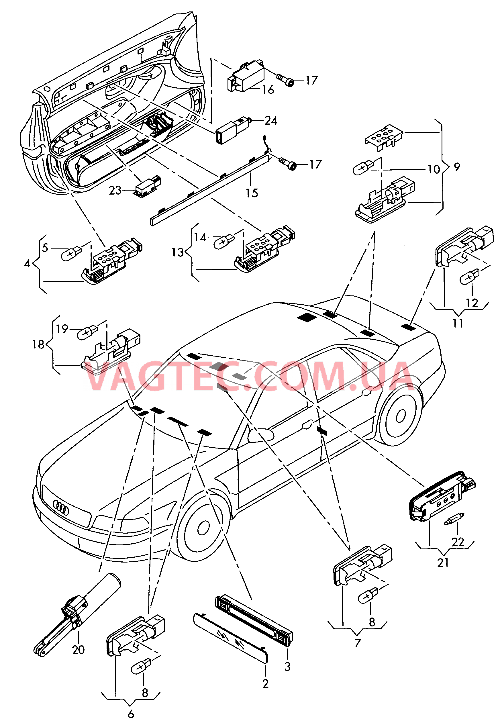 Освещение в салоне  для AUDI A8Q 2003-1