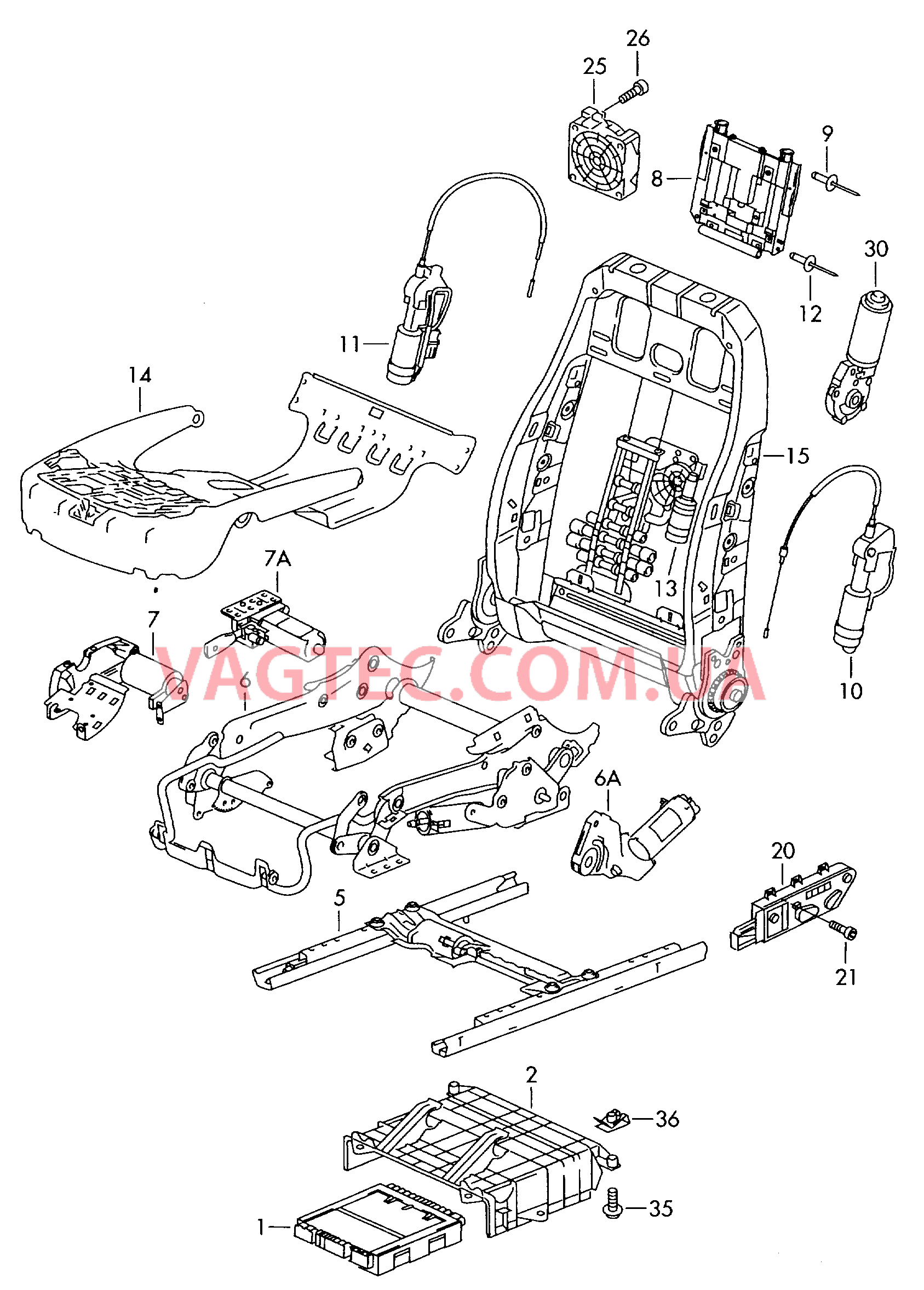 Электрические компоненты регулировки сиденья и спинки  для VOLKSWAGEN Touareg 2005
