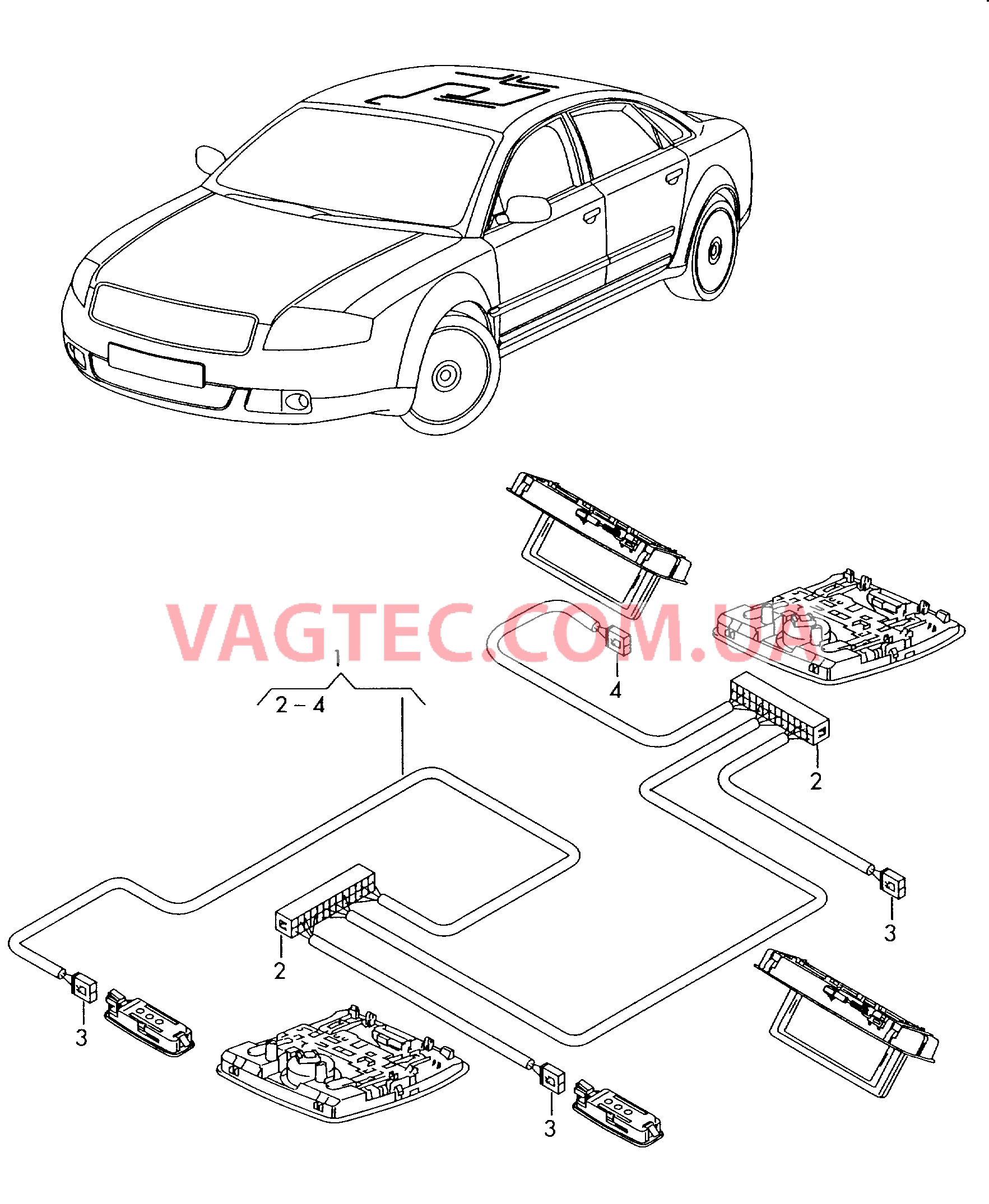 Жгут проводов крыши  для AUDI A8Q 2003-1