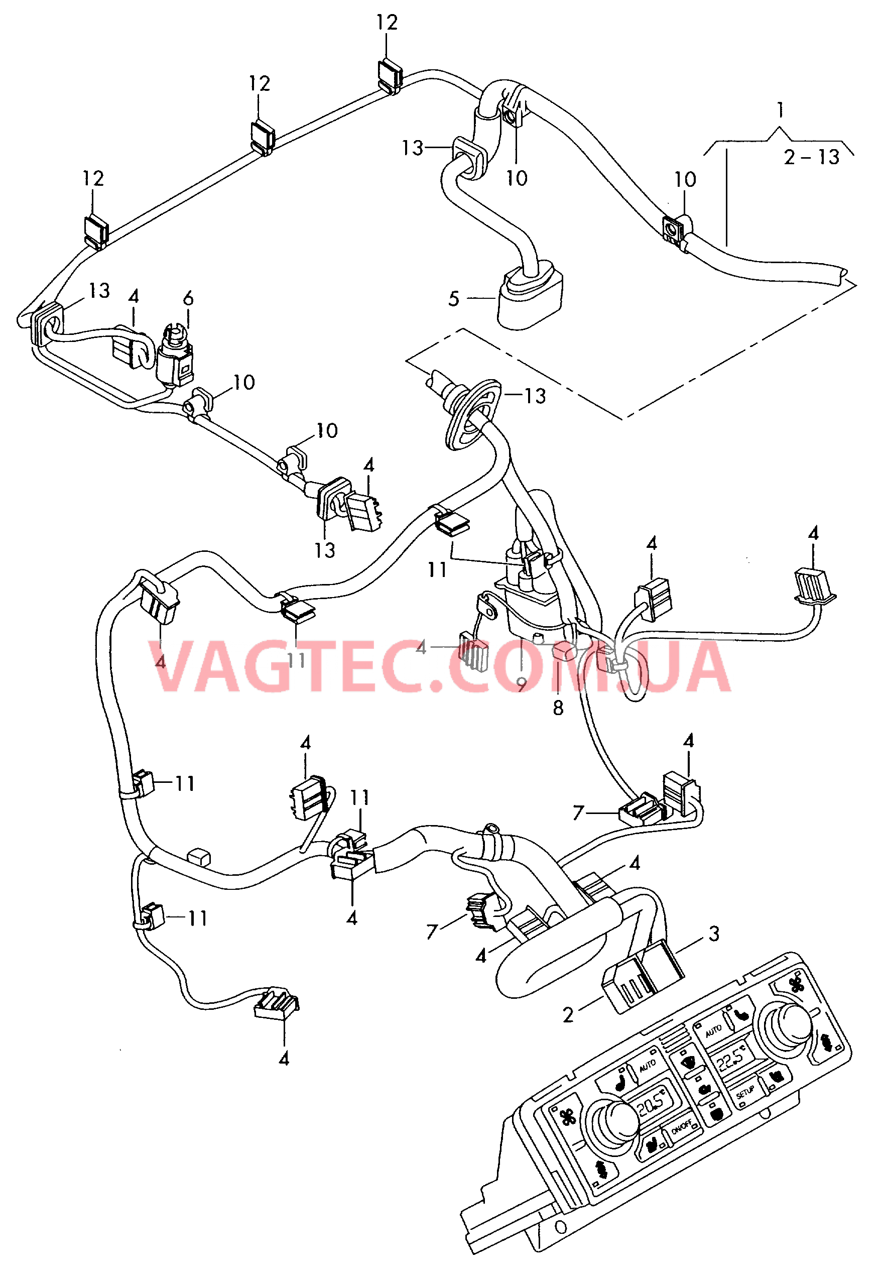Жгут проводов климат.установк. с электронным управлением  для AUDI A8 2005