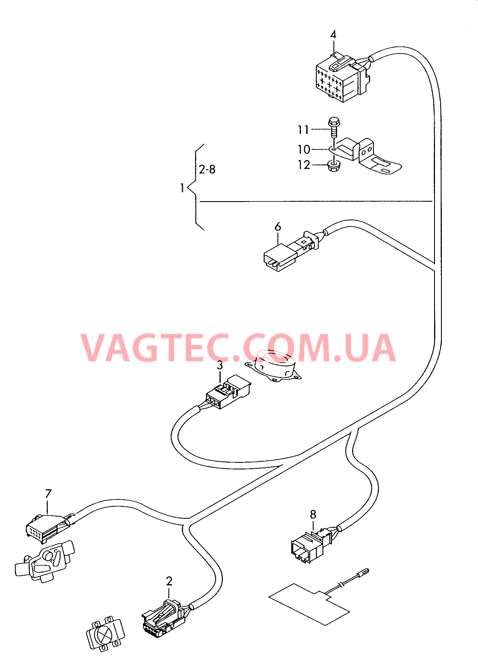 Жгут проводов каркаса сиденья для а/м с одноместными сиденьями  для AUDI A8 2008