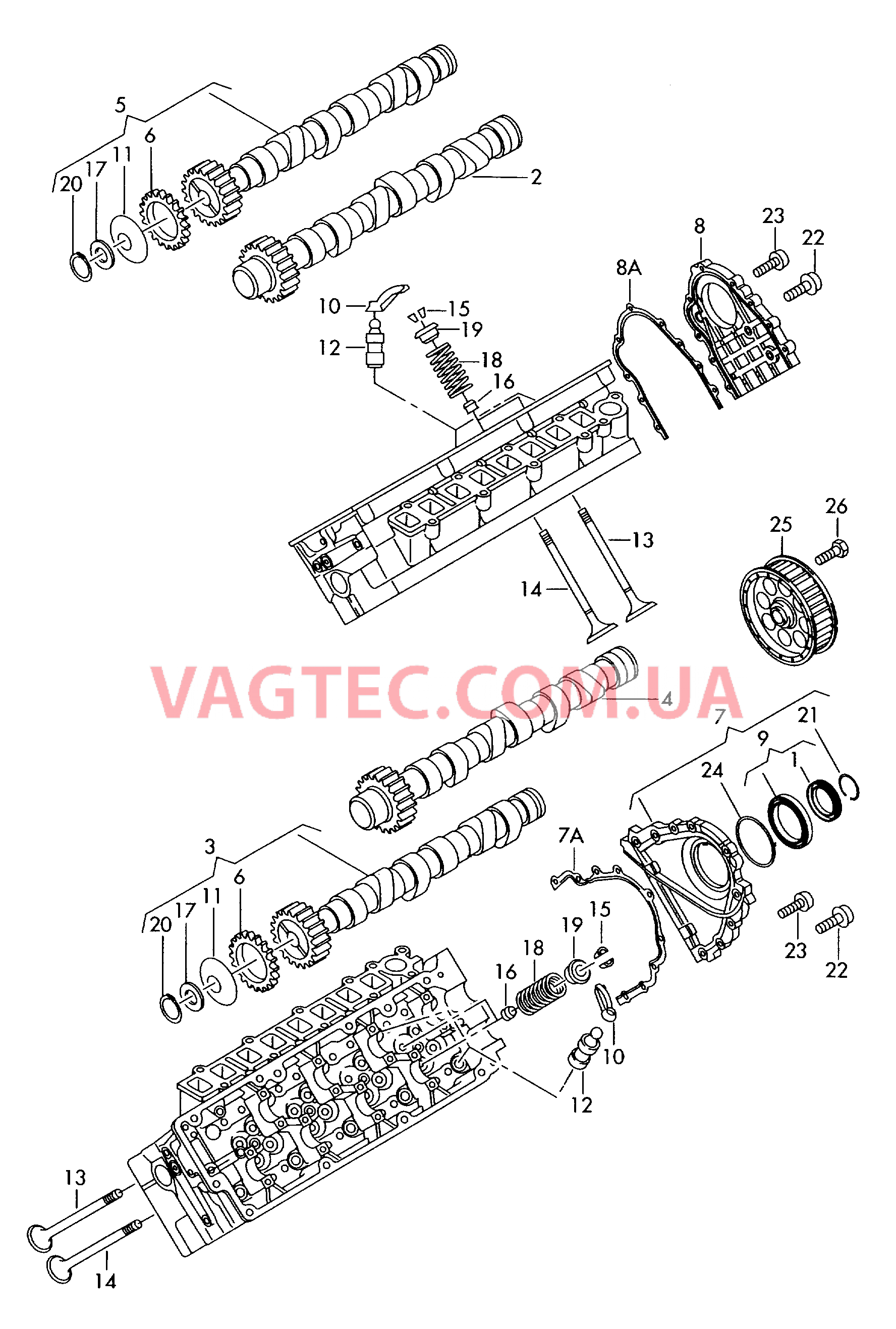 Распределительный вал, клапаны  для AUDI A8 2008