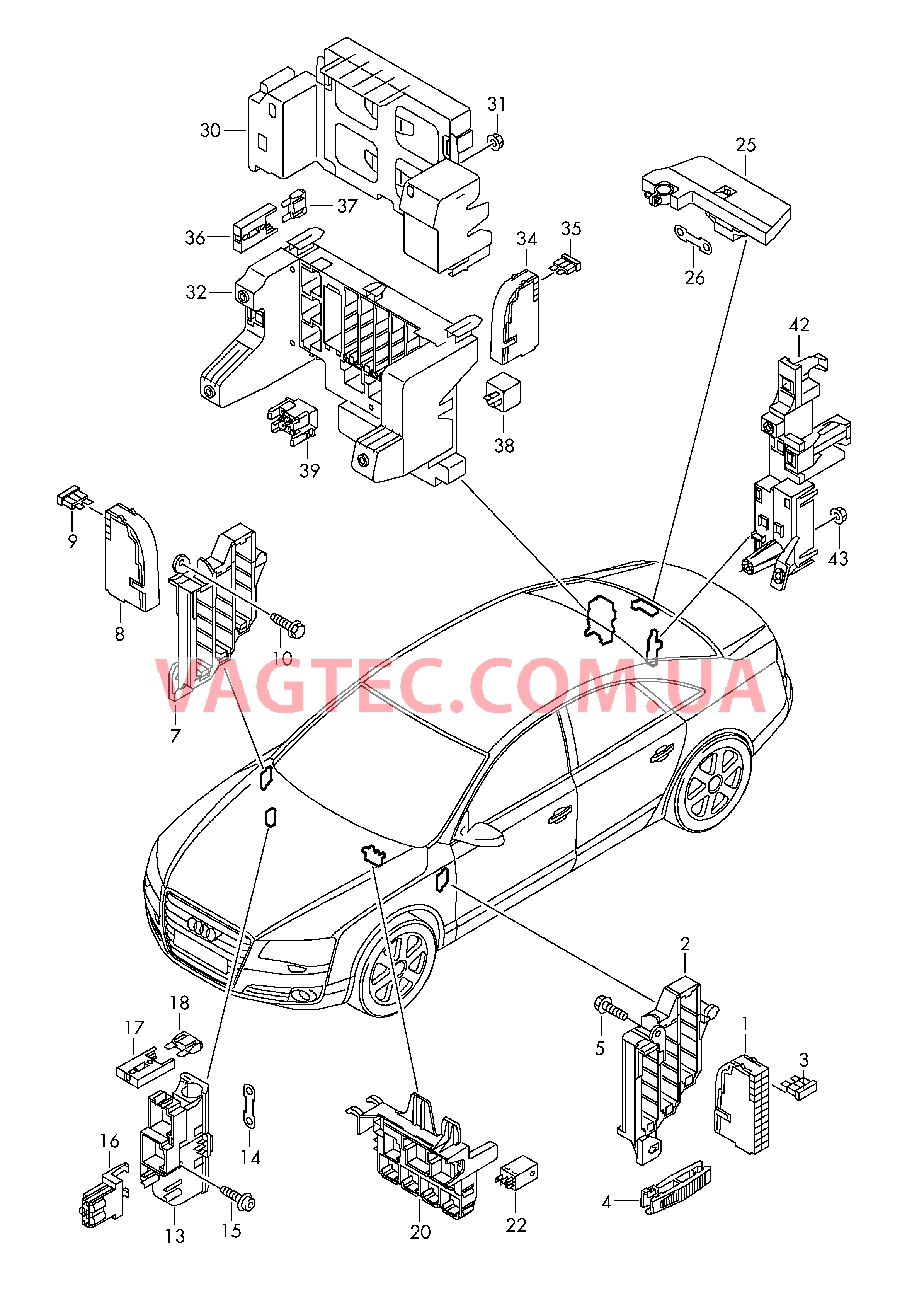 Конт. колодка плавк. предохр. Колодка реле и реле  для AUDI A8 2012