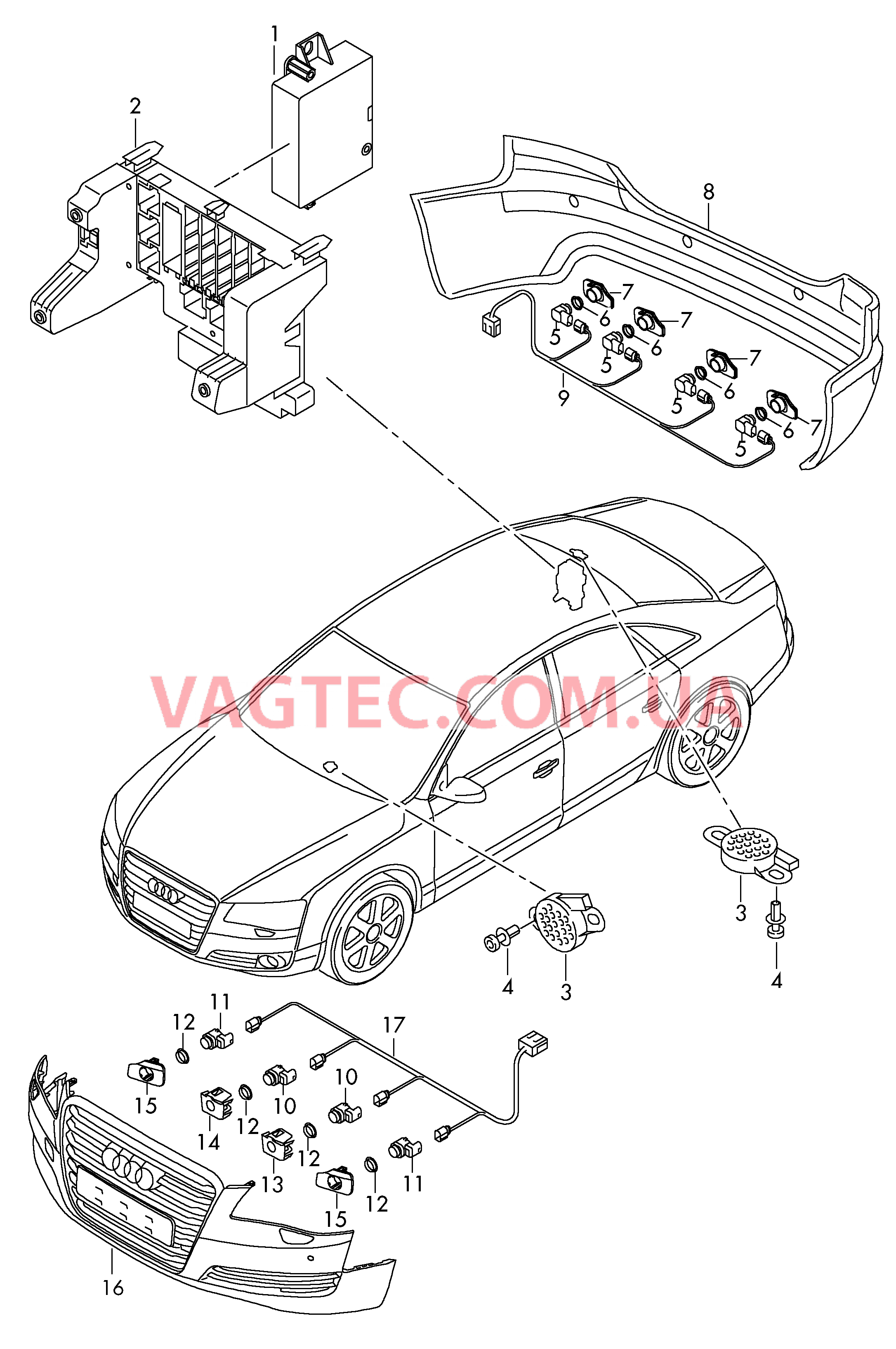 Парковочный ассистент  для AUDI A8 2010-1