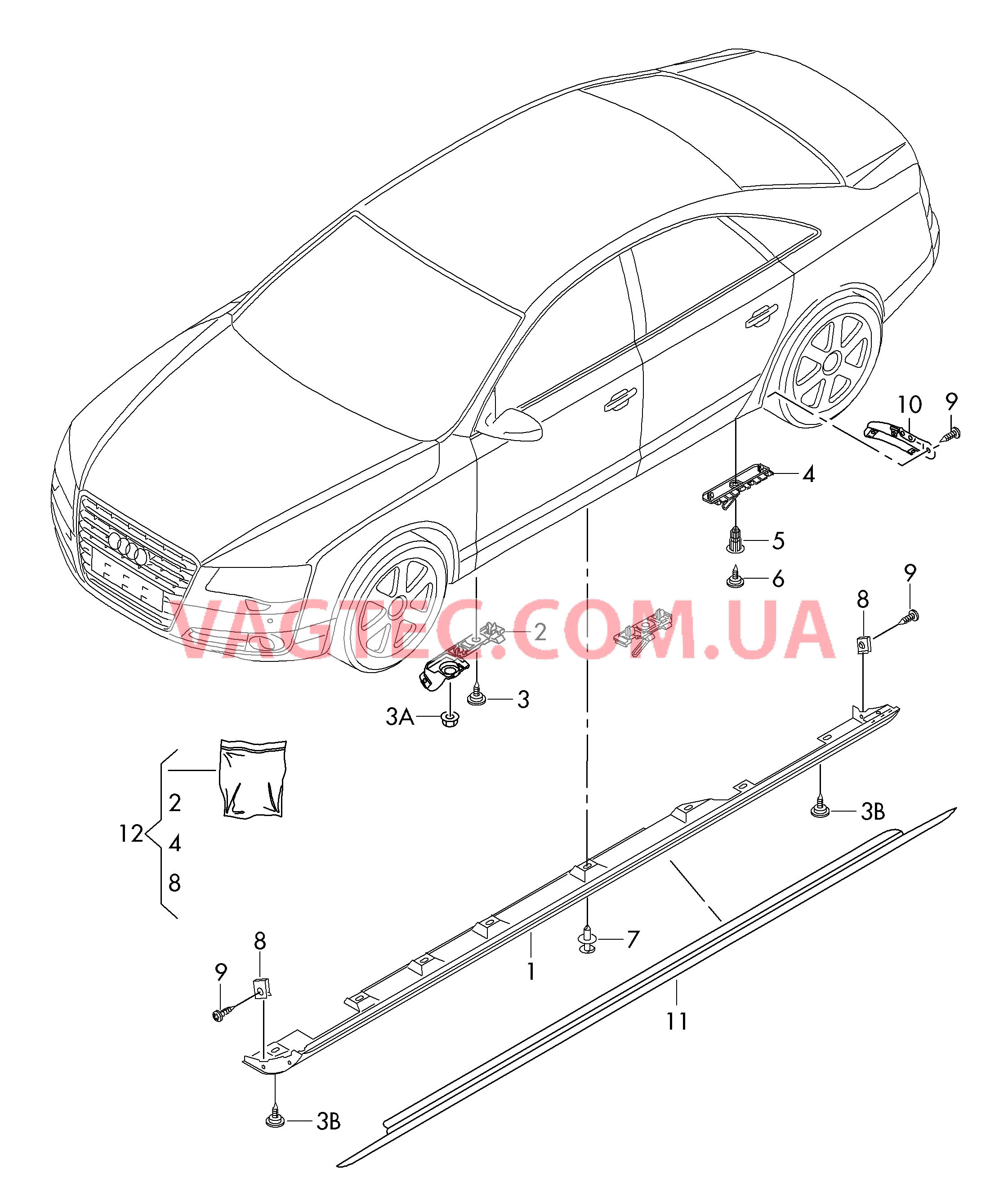 Облицовка порога  для AUDI A8 2010-1