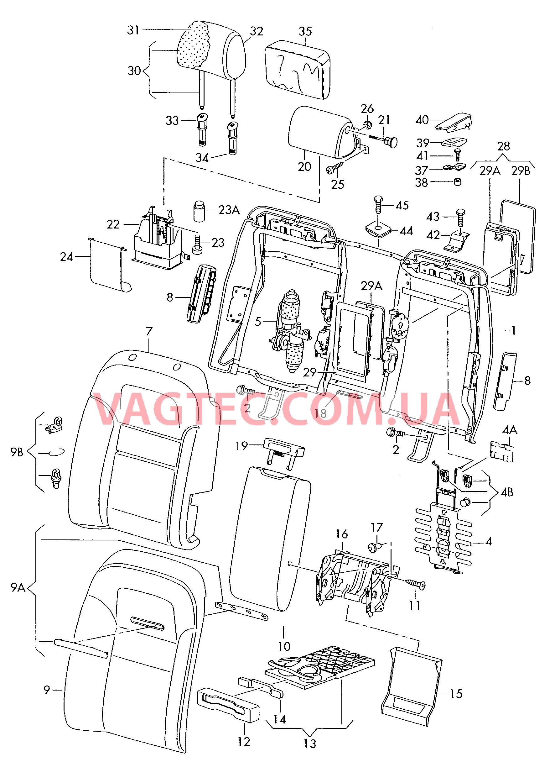 Cпинка Детали не в сборе для а/м с детским сиденьем  для AUDI A8Q 2004