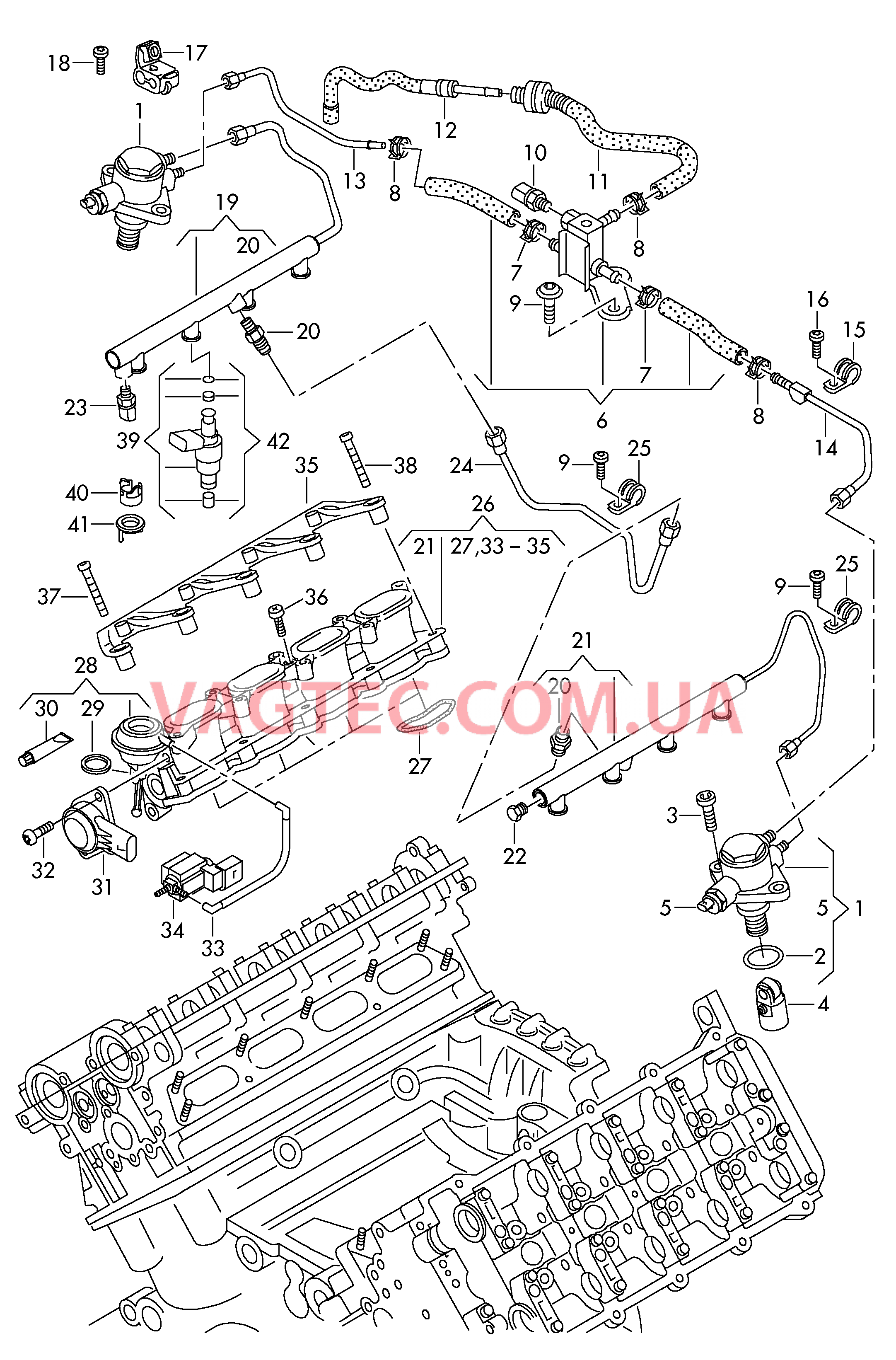 Топливный насос Распределитель топлива Форсунка  для AUDI A8Q 2010-1